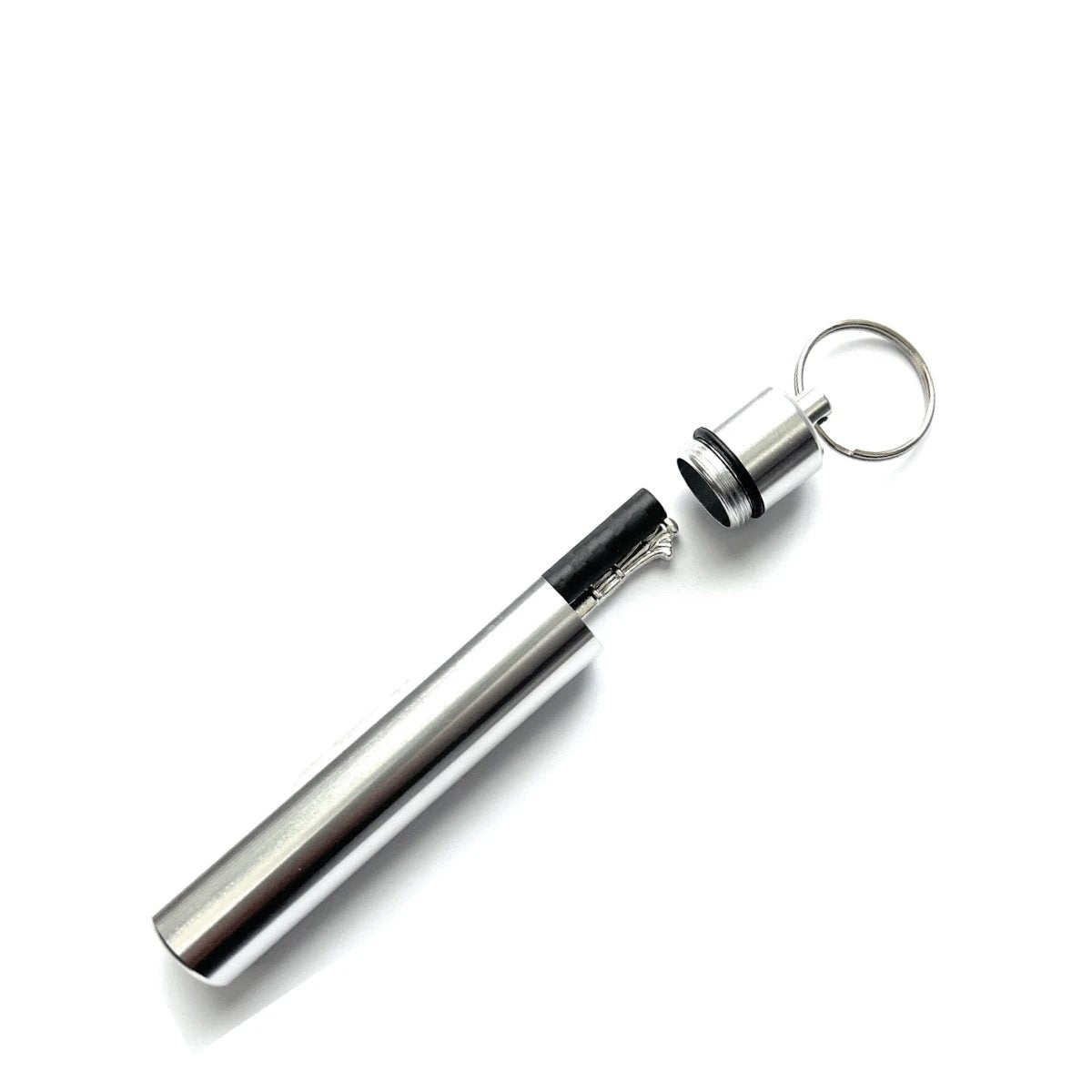 XL Aluminium-Pillenbox mit Schlüsselanhänger – Silber, inkl. Carbon-Röhrchen & Silbernem Löffel V8 - from DieBallerei