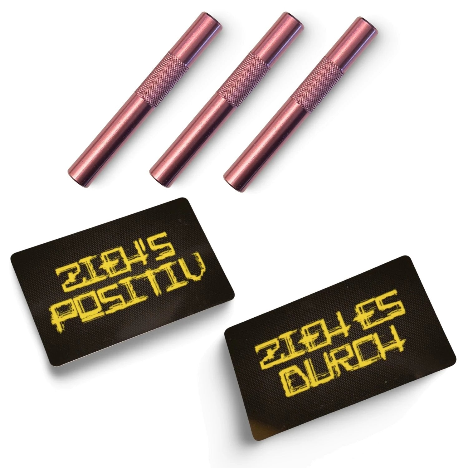 Röhrchen Set – 3x Alu Ziehröhrchen (70mm) & 2 Hack-Karten - from DieBallerei