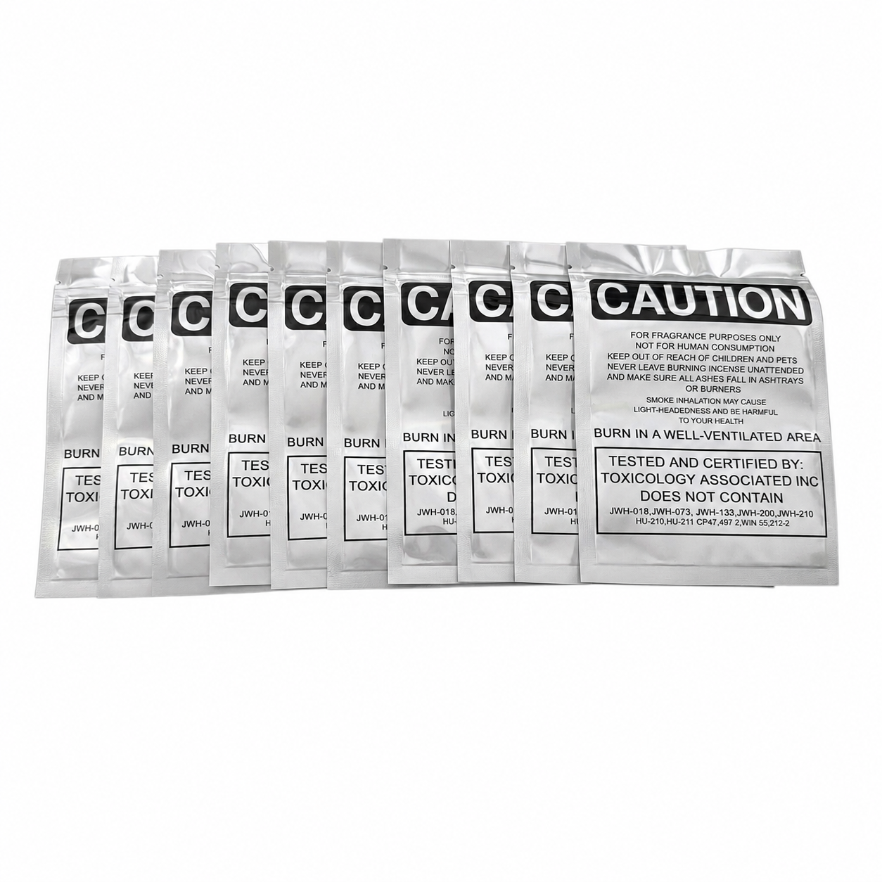 5er Pack Zip-Beutel „Caution – Super Strong Incense“ Silber