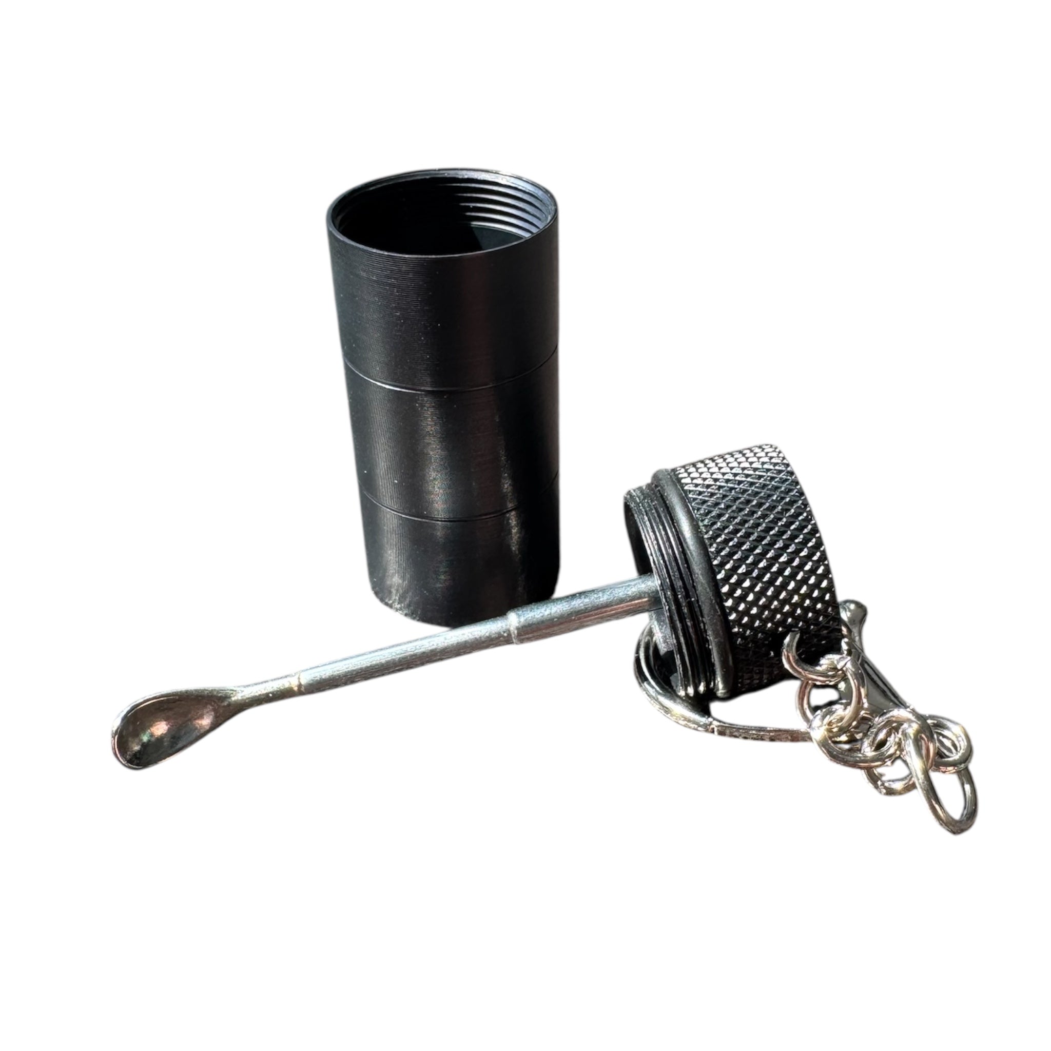 Aluminium Teleskop-Löffel im Schlüsselanhänger-Format - Schwarz