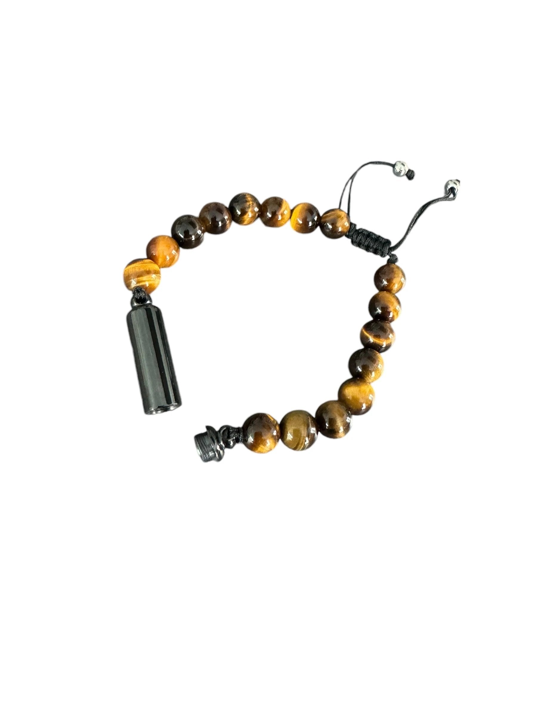 Armband Schwarz/Braun mit Versteck & Füllbarer Kapsel - from DieBallerei