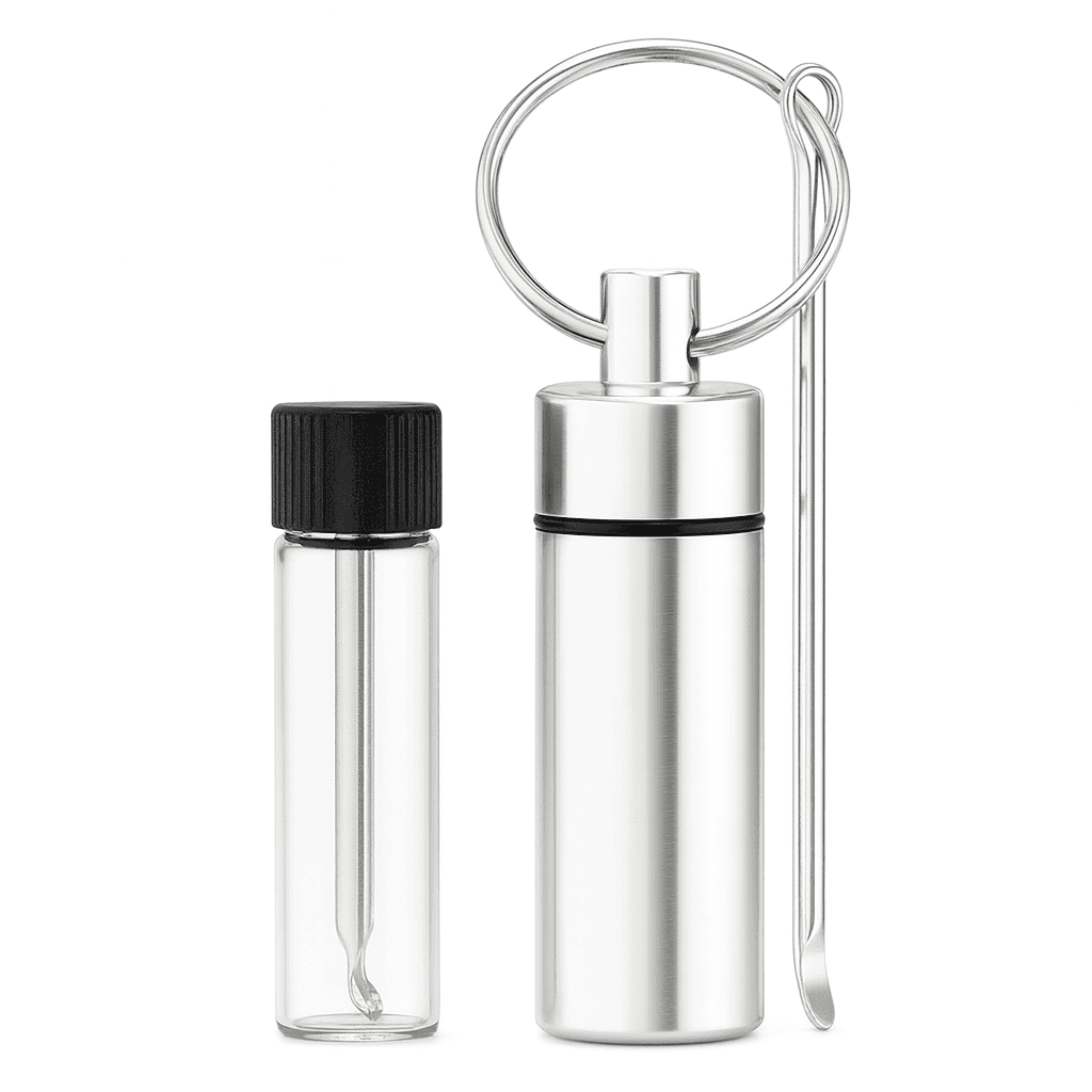 Baller-Fläschchen mit Teleskoplöffel + Aufbewahrungsbox mit Anhänger und Löffel