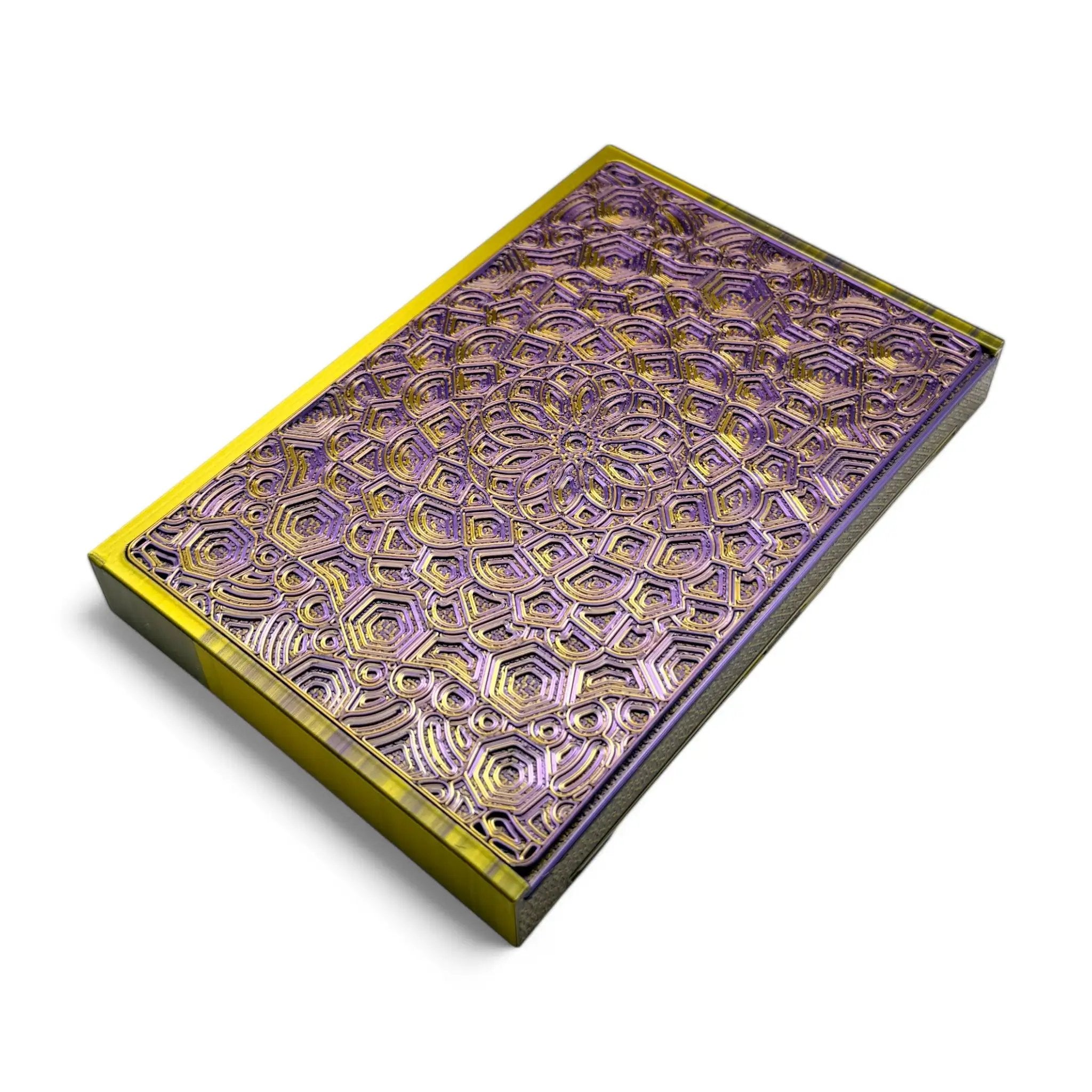 Baller-Box XL Everlasting Fractals inkl. integriertem Spiegel, 2x Röhrchen und Hack-Karten Gold / Lila - from DieBallerei