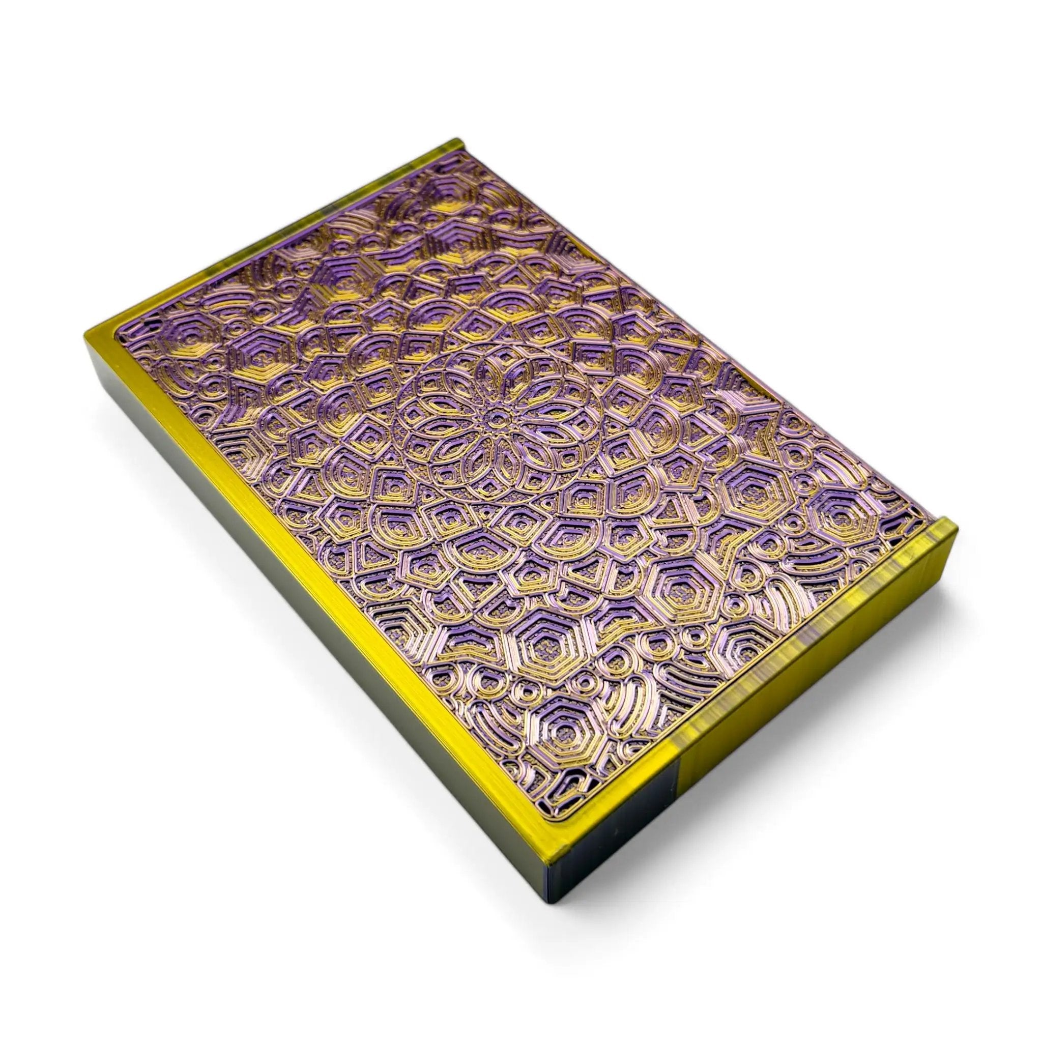 Baller-Box XL Everlasting Fractals inkl. integriertem Spiegel, 2x Röhrchen und Hack-Karten Gold / Lila - from DieBallerei