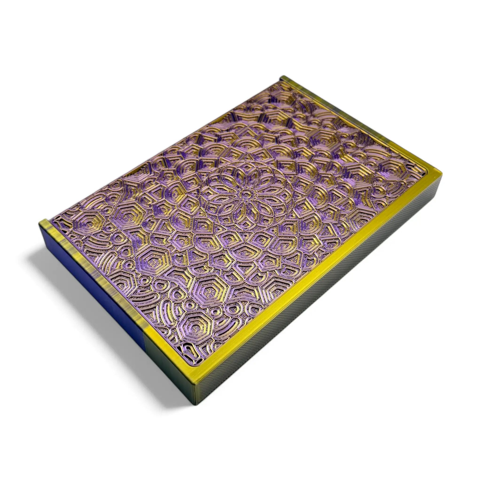 Baller-Box XL Everlasting Fractals inkl. integriertem Spiegel, 2x Röhrchen und Hack-Karten Gold / Lila - from DieBallerei