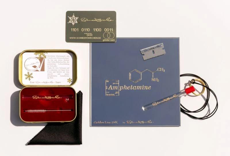 Das SchneeRöhrchen Set – Golden Line Limited Edition ✨ BB-Style Amphetamine mit Molekül - from DieBallerei