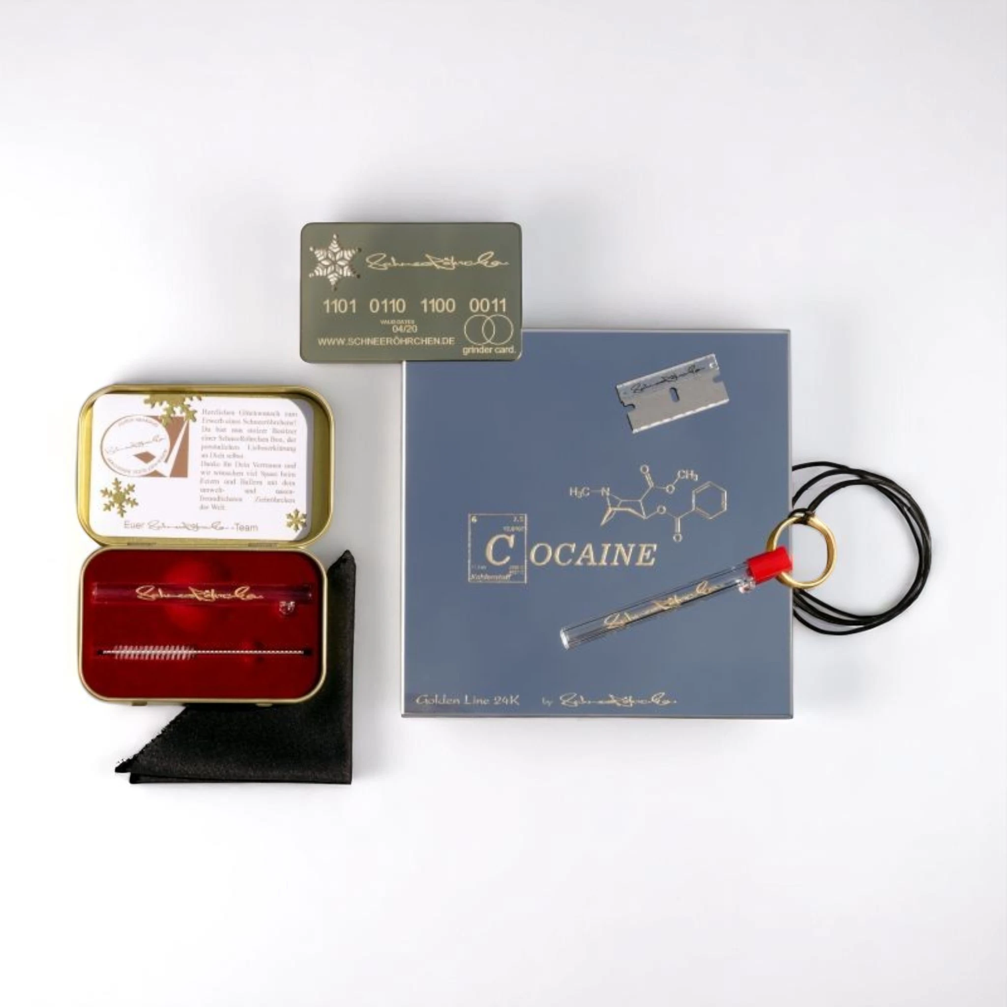 Das SchneeRöhrchen Set – Golden Line Limited Edition ✨ BB-Style Cocaine mit Molekül - from DieBallerei