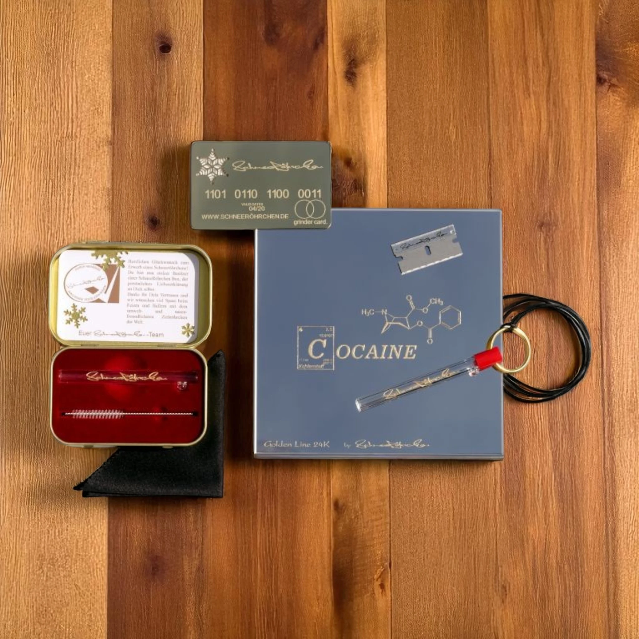 Das SchneeRöhrchen Set – Golden Line Limited Edition ✨ BB-Style Cocaine mit Molekül - from DieBallerei