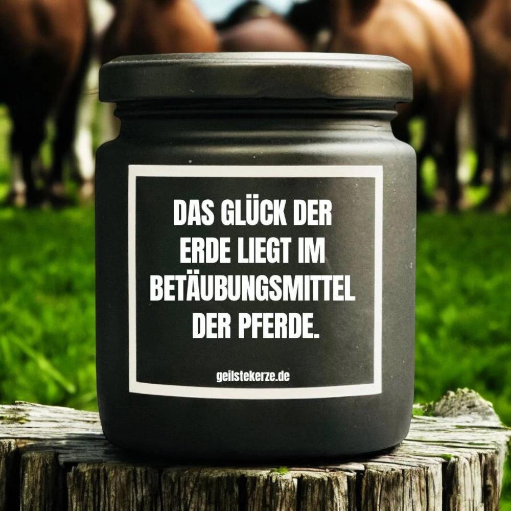 Geilste Kerze – Duftkerze „DAS GLÜCK DER ERDE LIEGT IM BETÄUBUNGSMITTEL DER PFERDE“ - from DieBallerei