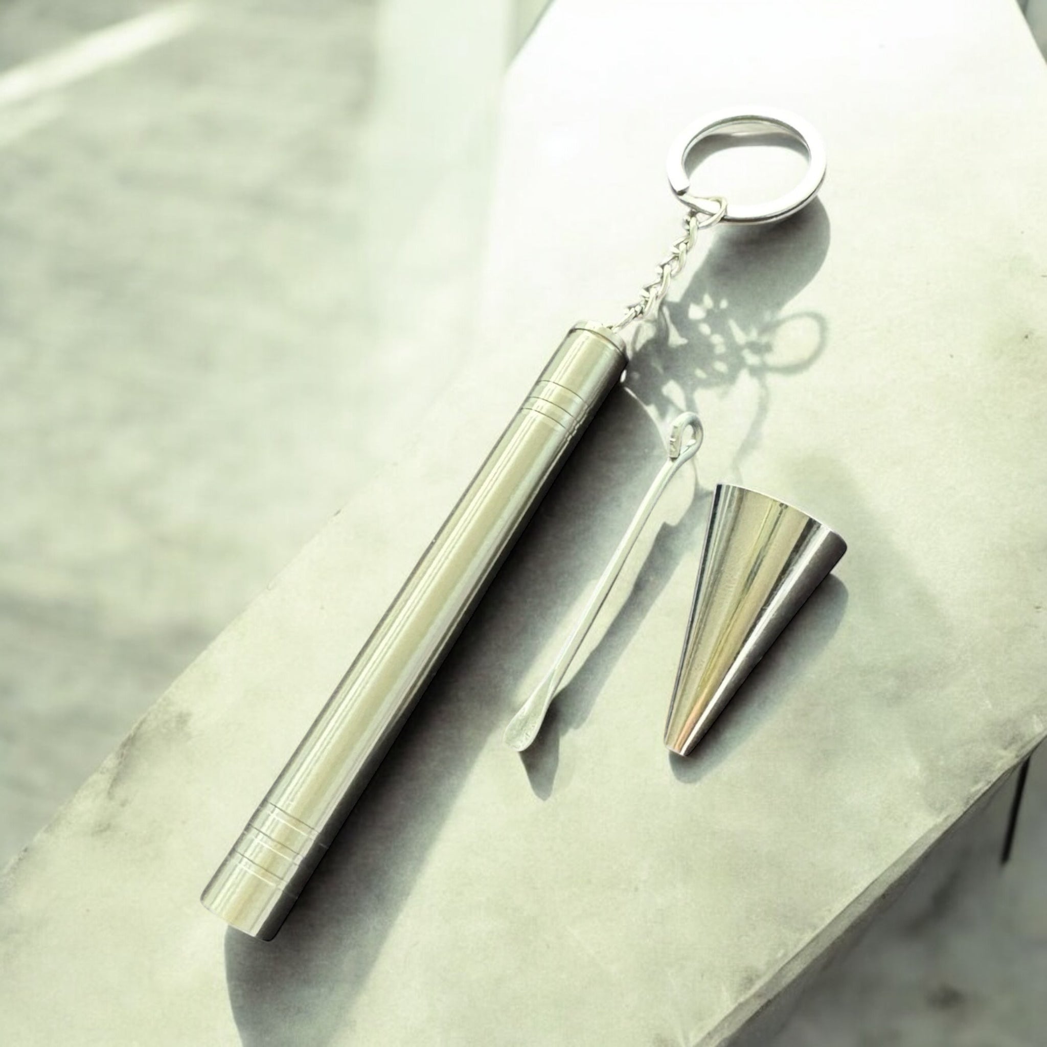 Edelstahl-Schlüsselanhänger Versteck-Set – Silber Slim Edition