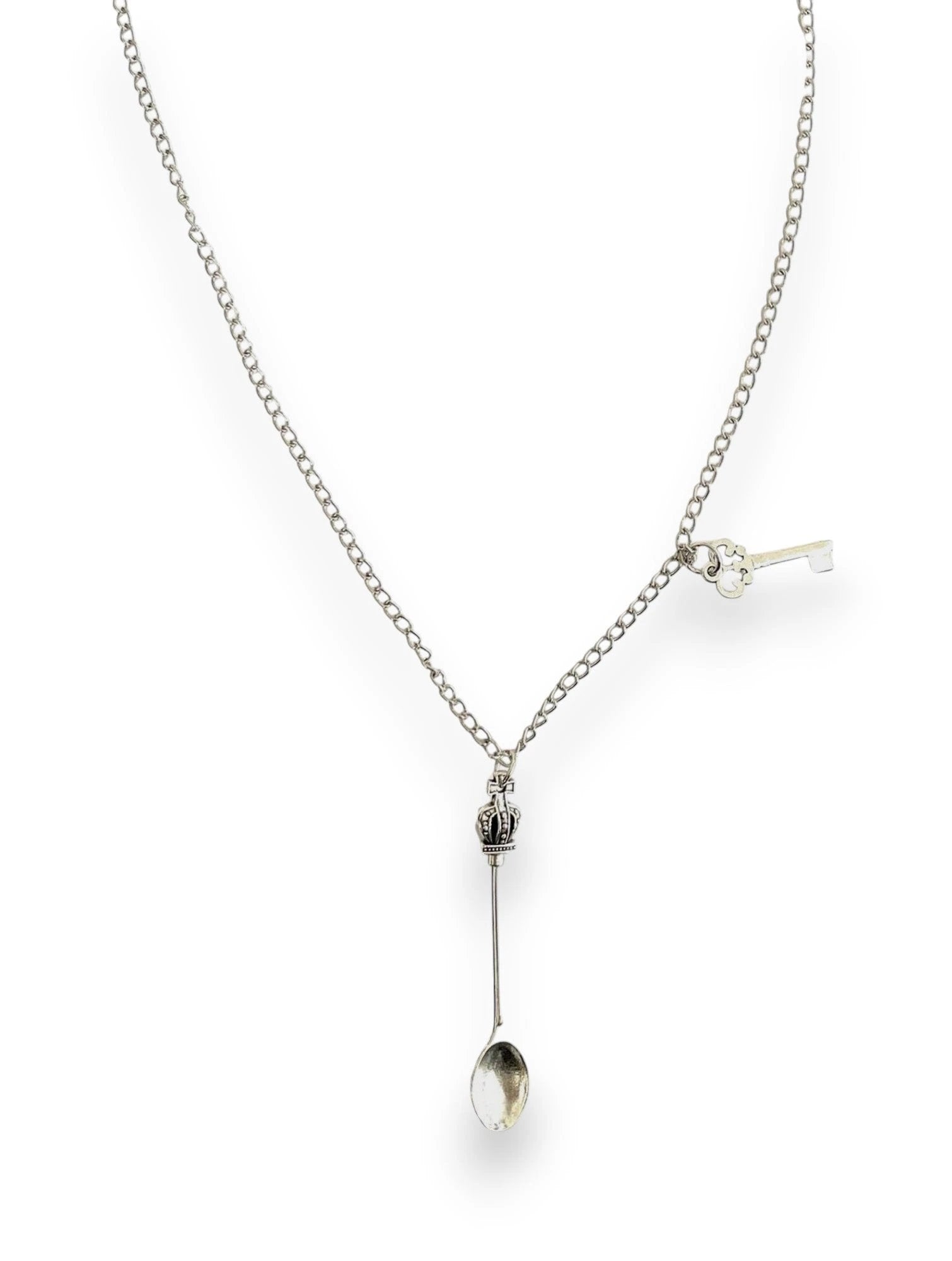Eleganter Mini-Löffel Anhänger mit 45cm silberner Halskette und Schlüssel Charm Anhänger - from DieBallerei