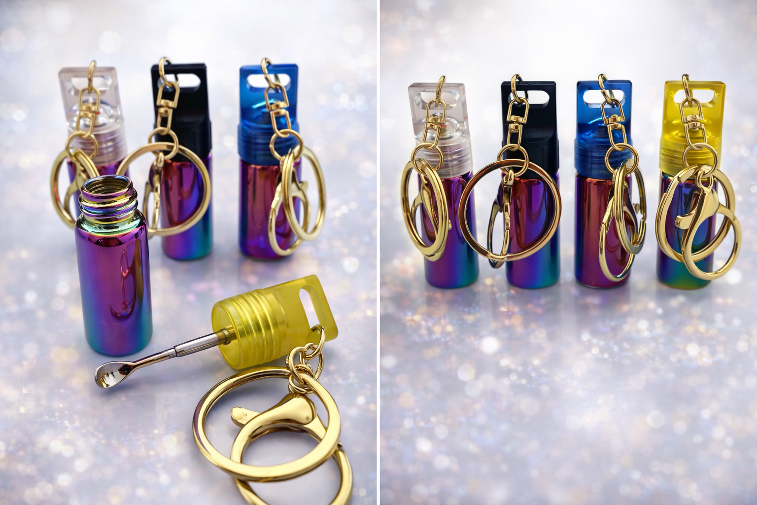 Glas-Anhänger mit Teleskop-Löffel – Rainbow Shiny | Diskret & stylisch