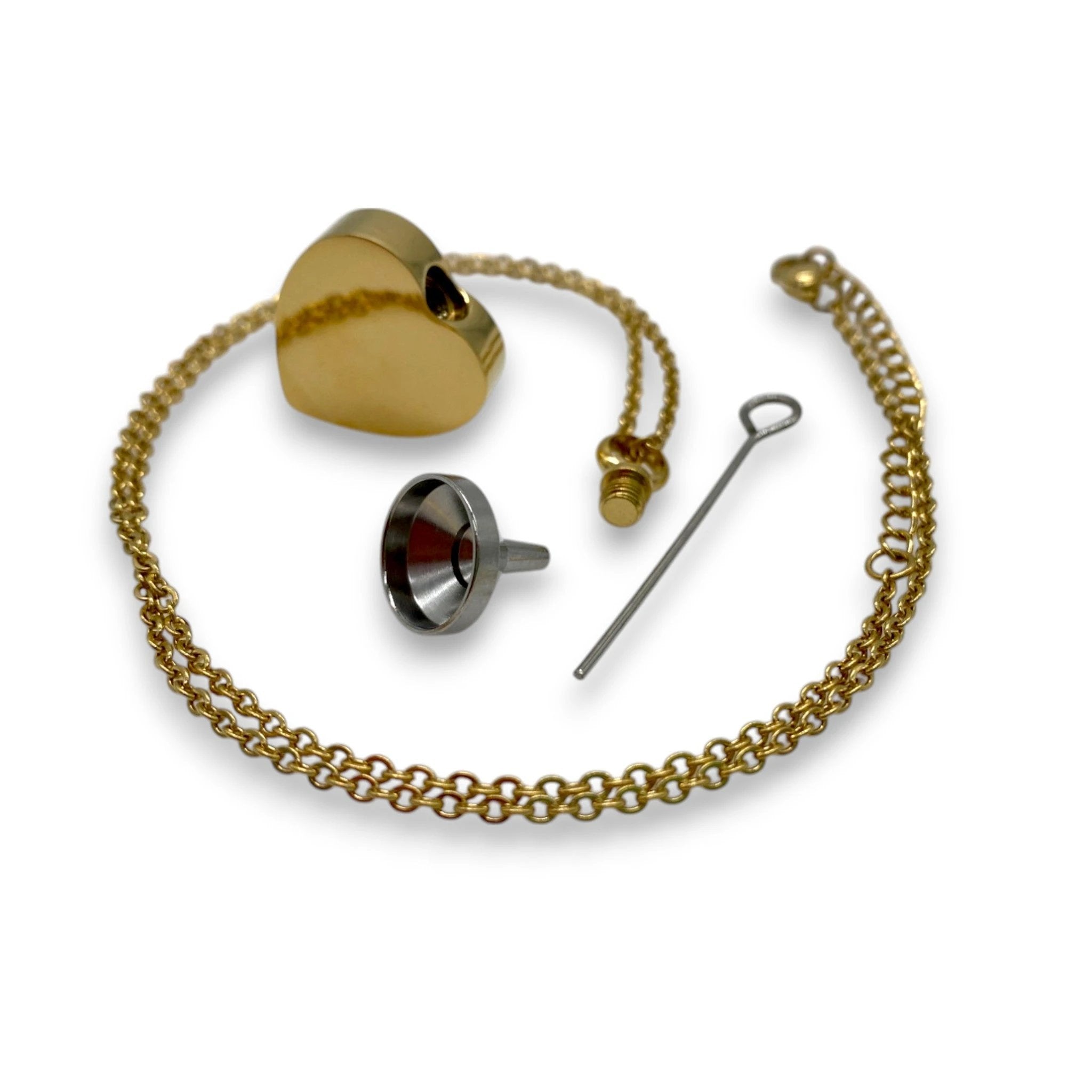 Goldene Kette mit befüllbarem Herz-Anhänger & Mini Trichter - Anhänger from DieBallerei