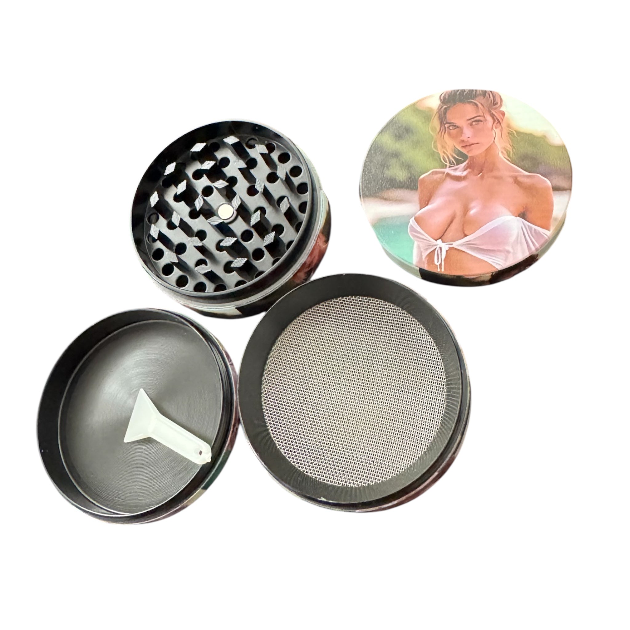 Hot & Heavy – 50 mm Grinder (4-teilig) mit sexy Girl Motiv