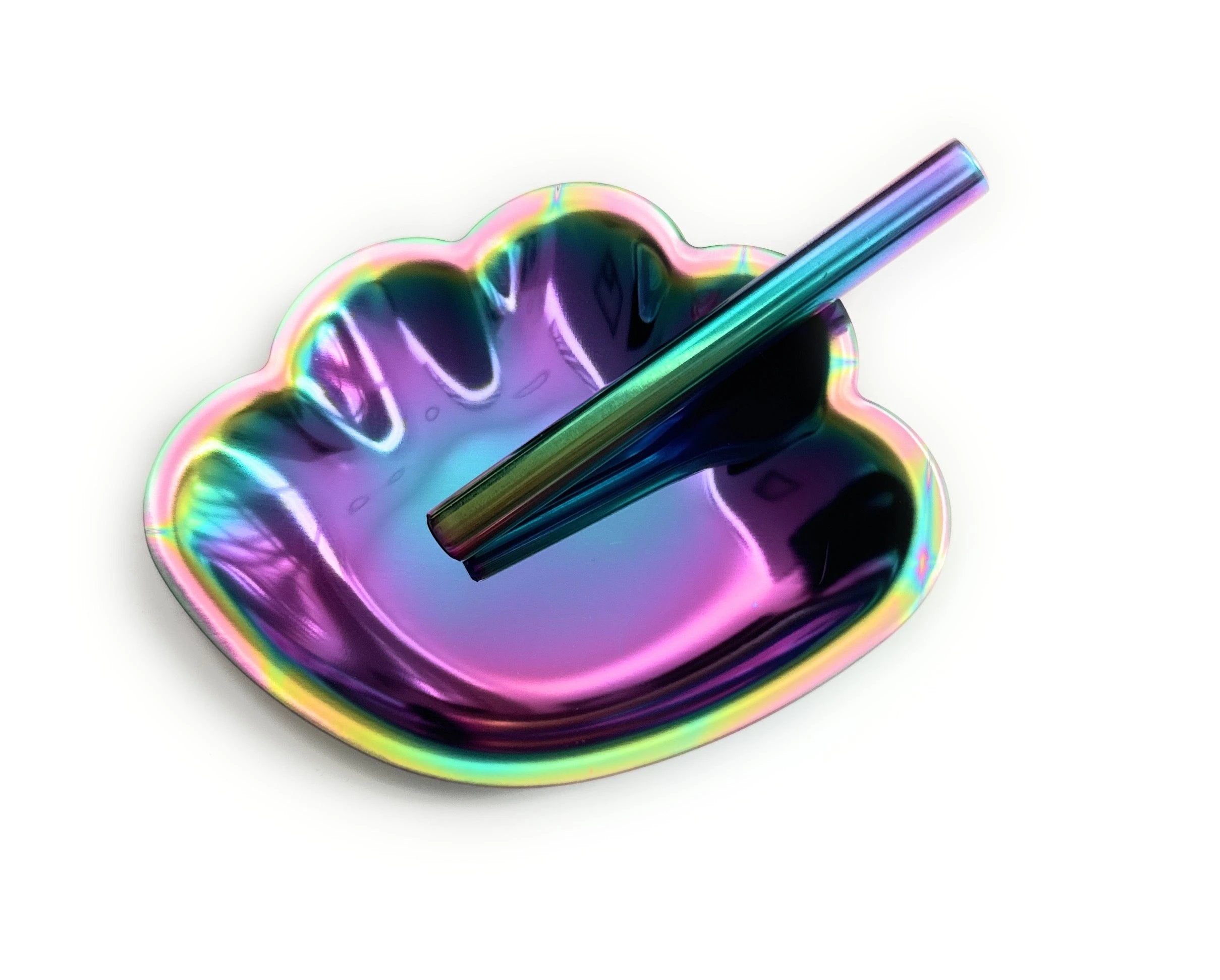 Muschel Regenbogen Metall Brettchen – Edle Ziehunterlage inkl. Röhrchen - from DieBallerei