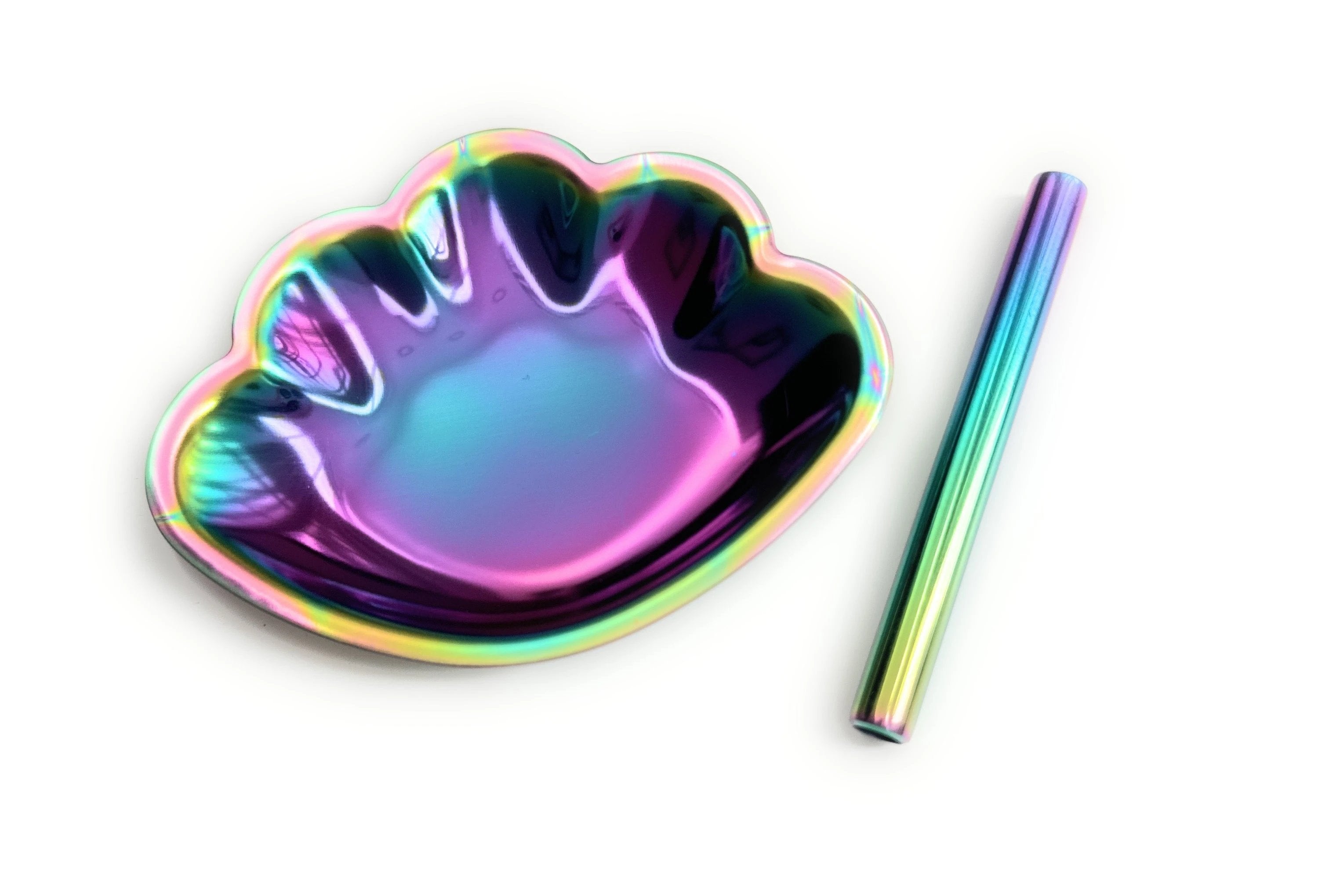 Muschel Regenbogen Metall Brettchen – Edle Ziehunterlage inkl. Röhrchen - from DieBallerei