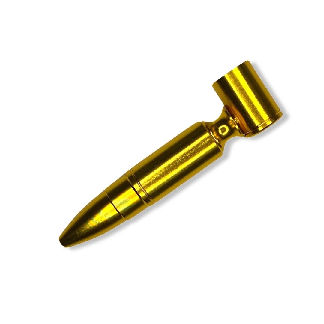Goldene Pfeife aus Aluminium mit abnehmbarem Kopf in Patronenoptik - Smoking Pipe Patronenhülse - from DieBallerei