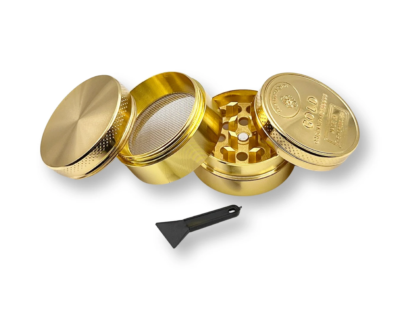 Goldener Aluminium Grinder (35mm x 40mm) – 4-teilig mit „Gold“-Prägung - from DieBallerei