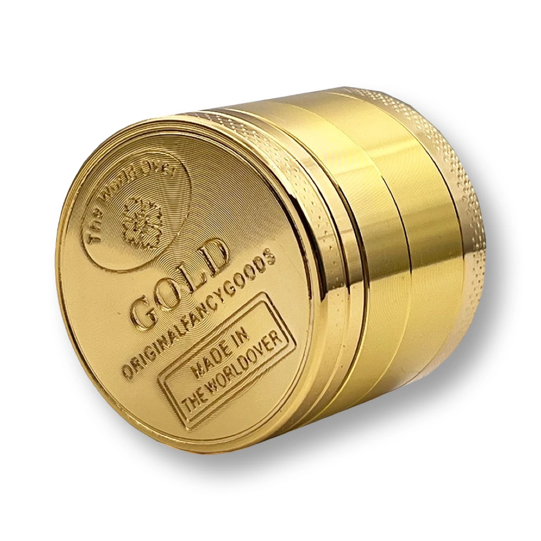 Goldener Aluminium Grinder (35mm x 40mm) – 4-teilig mit „Gold“-Prägung - from DieBallerei