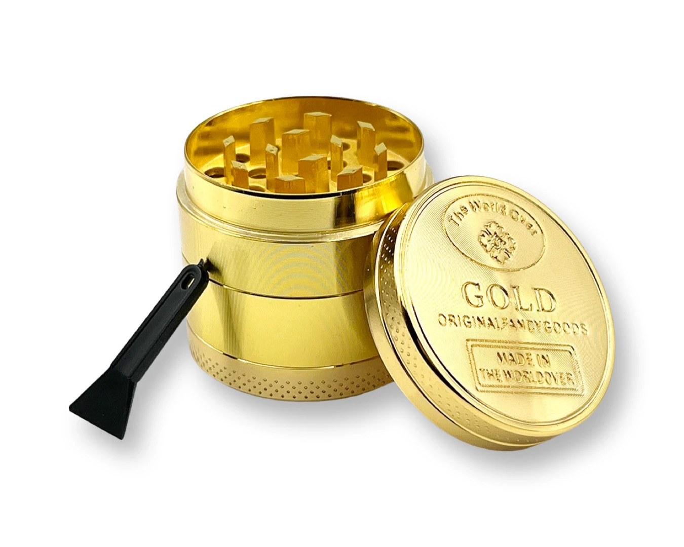Goldener Aluminium Grinder (35mm x 40mm) – 4-teilig mit „Gold“-Prägung - from DieBallerei