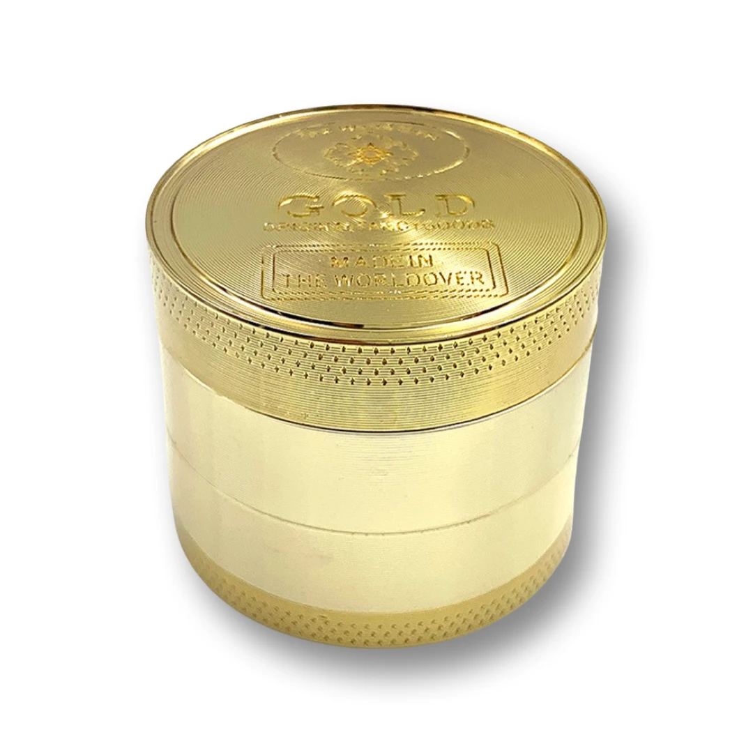 Goldener Aluminium Grinder (35mm x 40mm) – 4-teilig mit „Gold“-Prägung - from DieBallerei