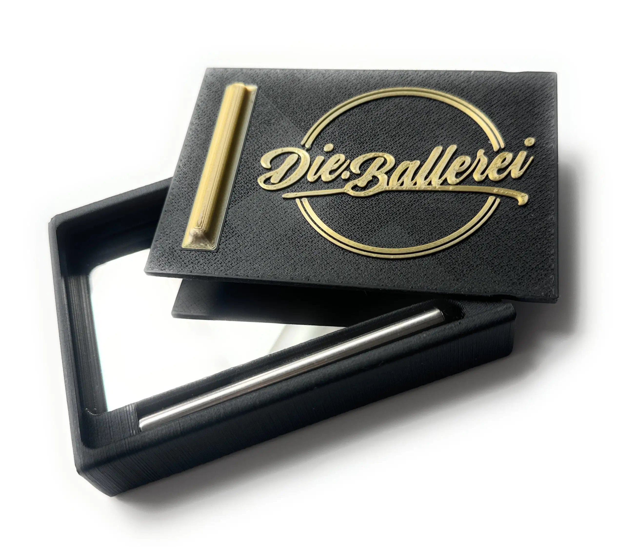 Die Ballerei Baller-Box – Schwarz/Gold mit Spiegel, Röhrchen & Hack-Karten - from DieBallerei