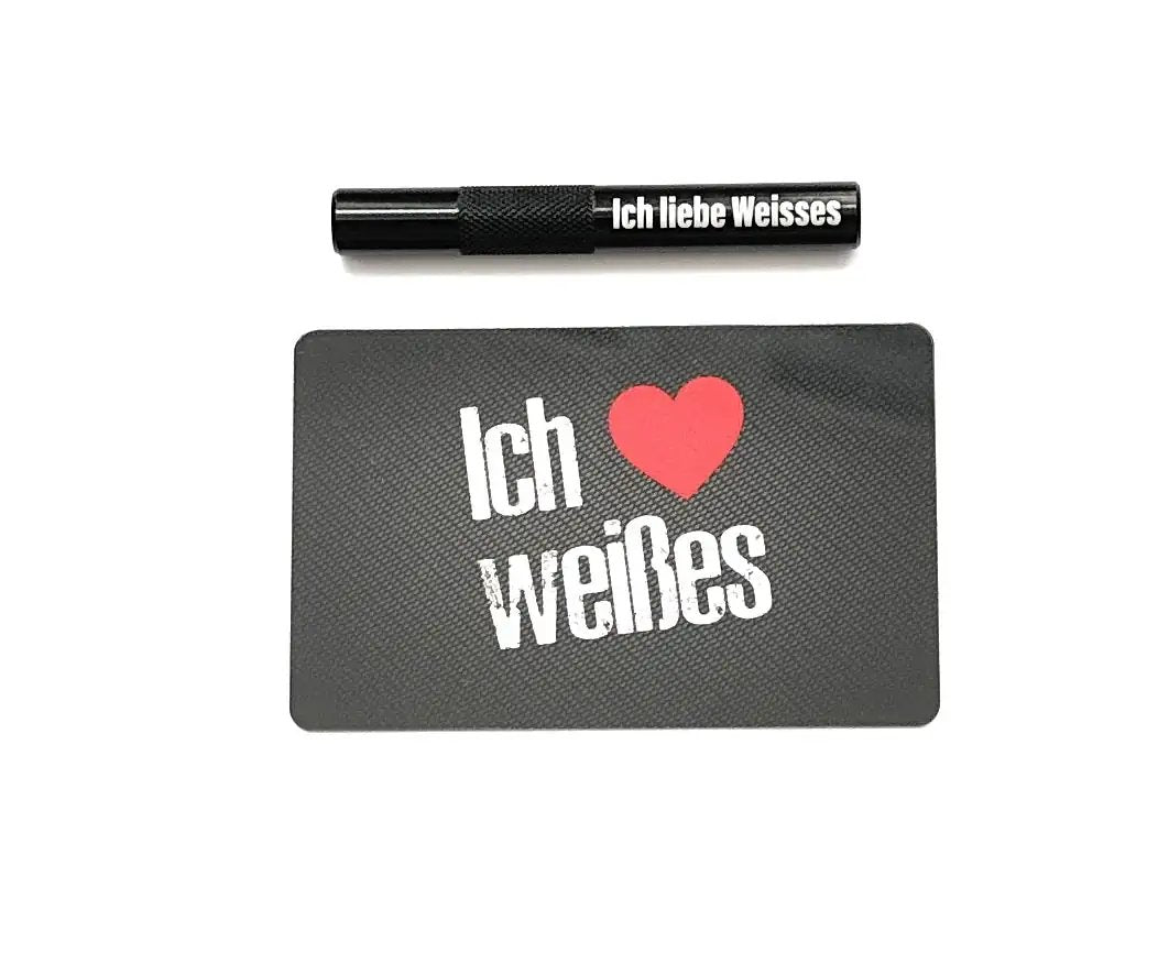 Röhrchen Set "Ich liebe weißes" – Hack Karte & Ziehröhrchen in Schwarz - from DieBallerei