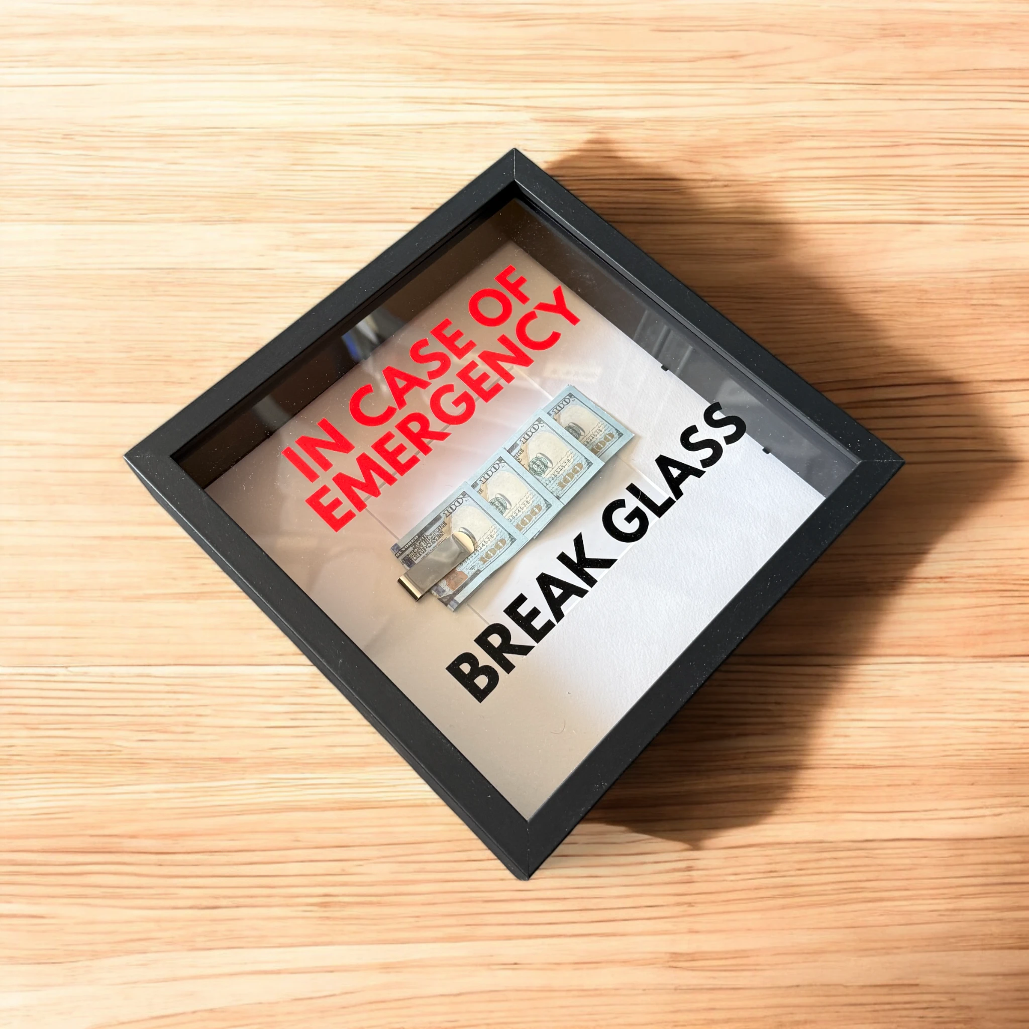 In Case of Emergency Break Glass – Wandbild mit DOLLAR-Scheinen V2 in schwarz - from DieBallerei