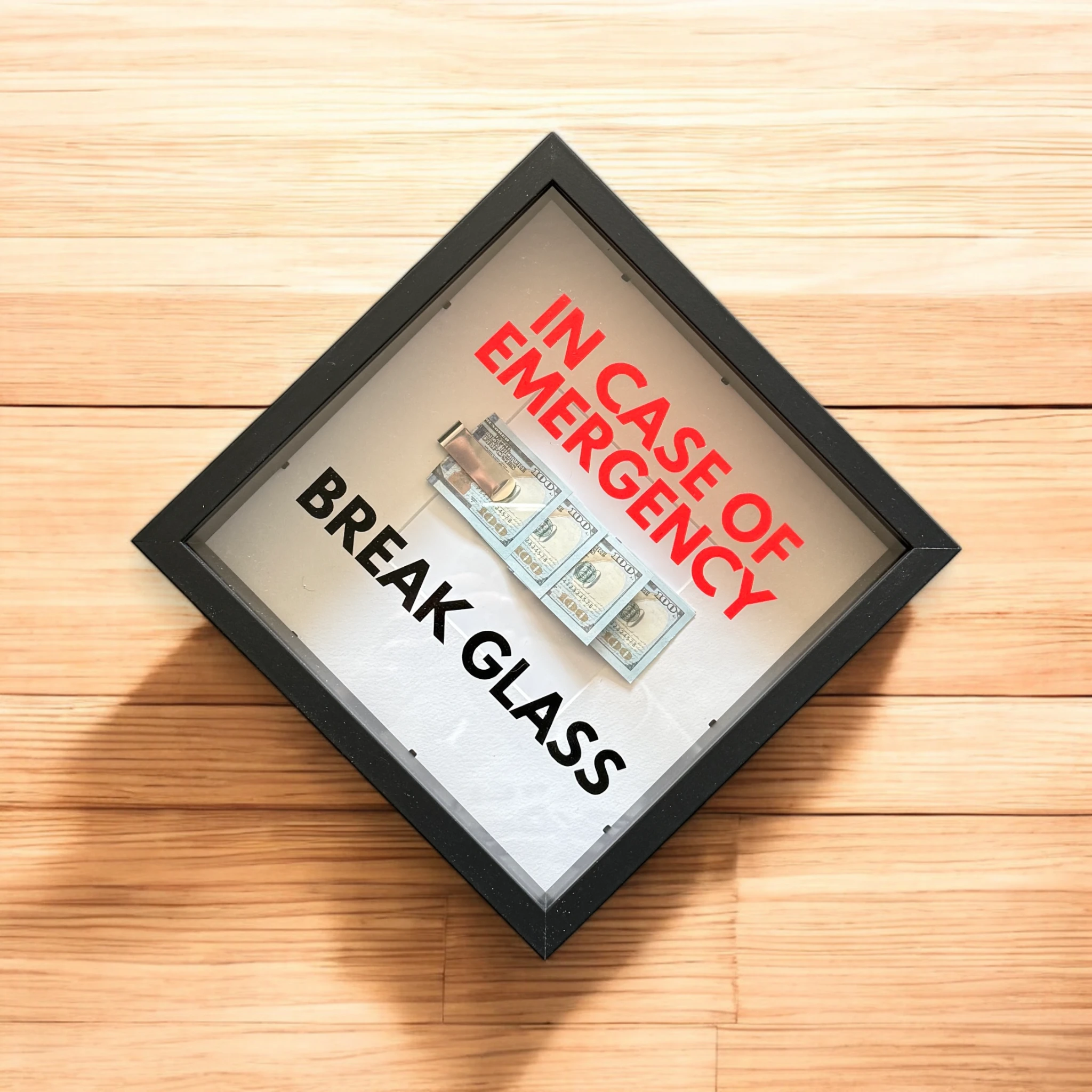 In Case of Emergency Break Glass – Wandbild mit DOLLAR-Scheinen V2 in schwarz - from DieBallerei