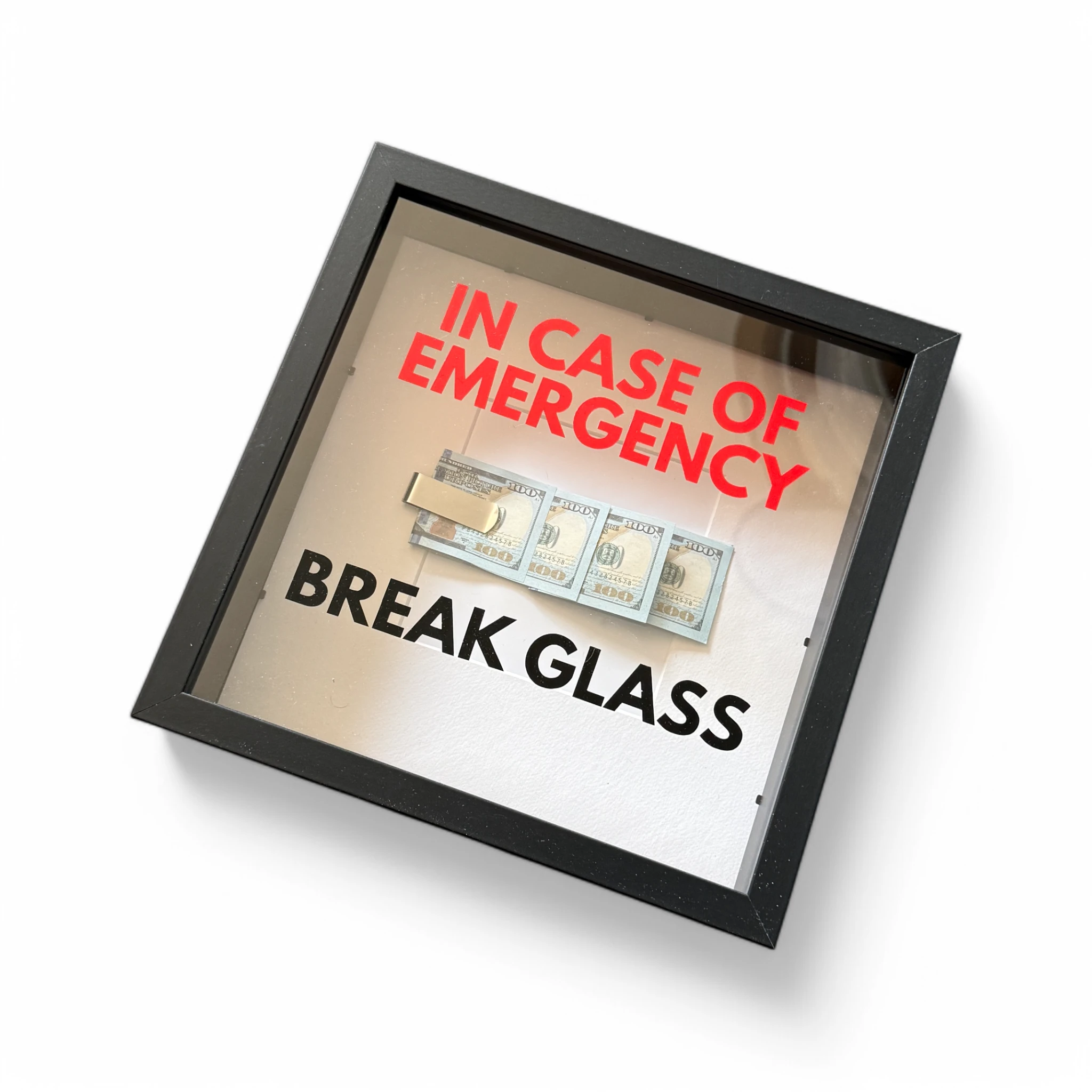 In Case of Emergency Break Glass – Wandbild mit DOLLAR-Scheinen V2 in schwarz - from DieBallerei