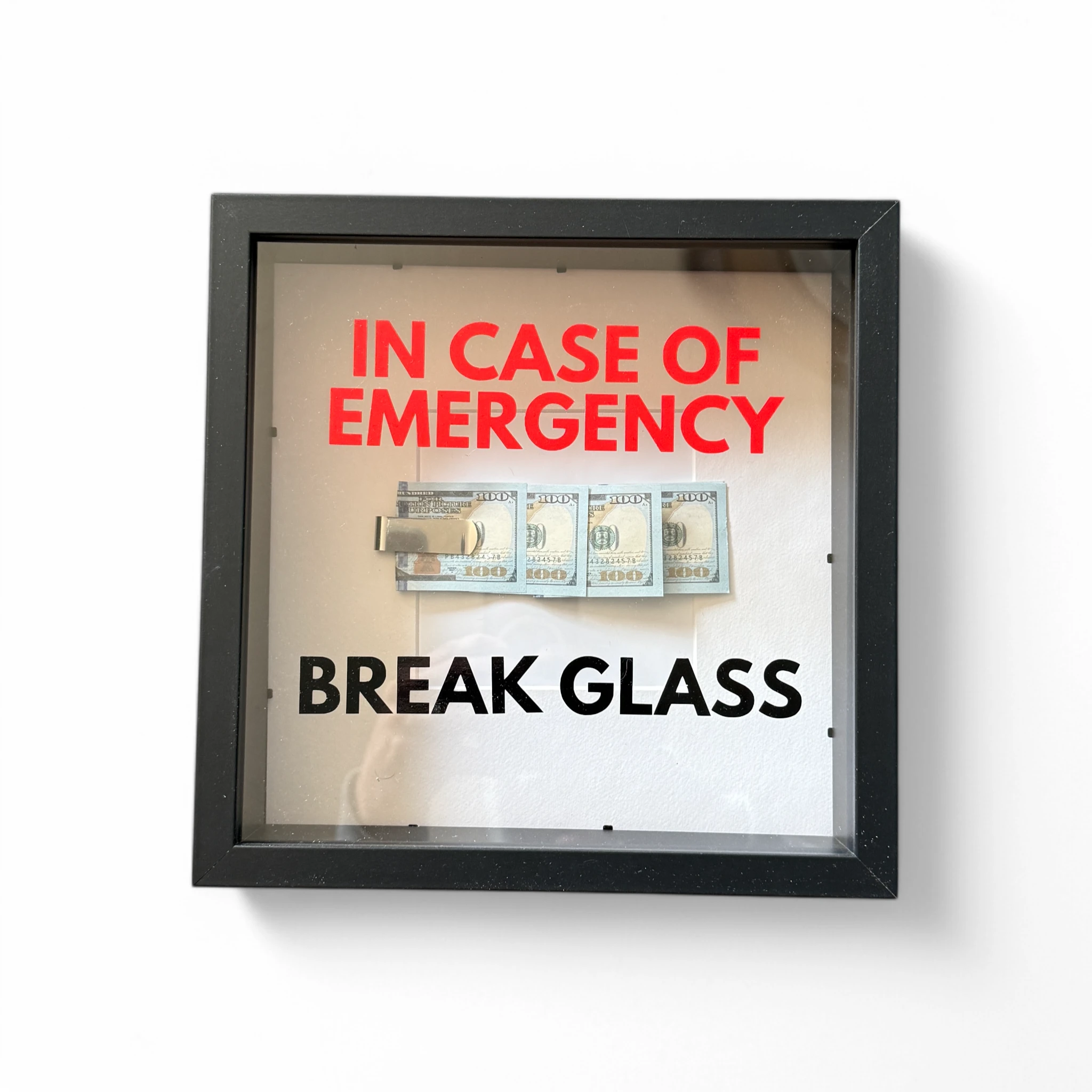 In Case of Emergency Break Glass – Wandbild mit DOLLAR-Scheinen V2 in schwarz - from DieBallerei