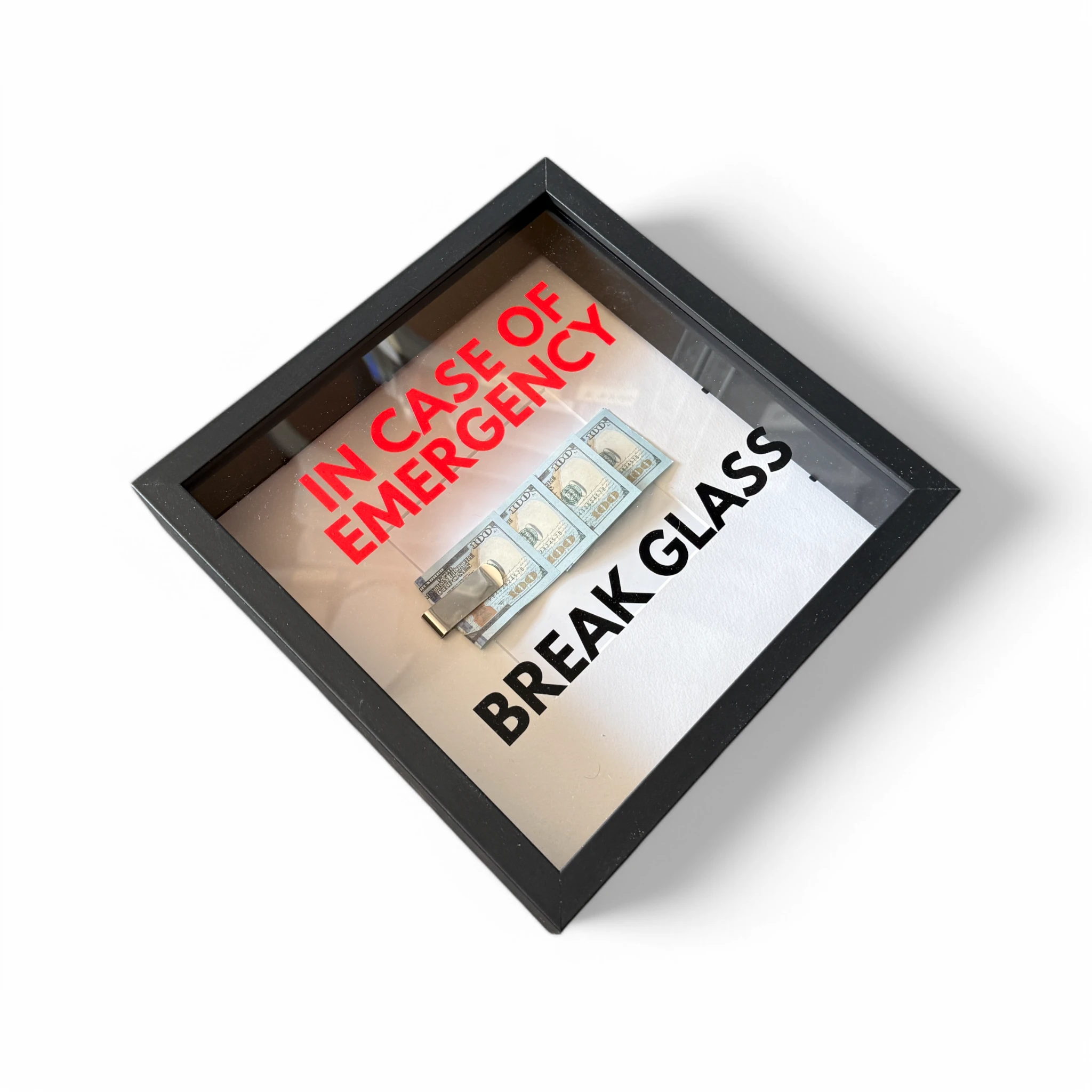 In Case of Emergency Break Glass – Wandbild mit DOLLAR-Scheinen V2 in schwarz - from DieBallerei