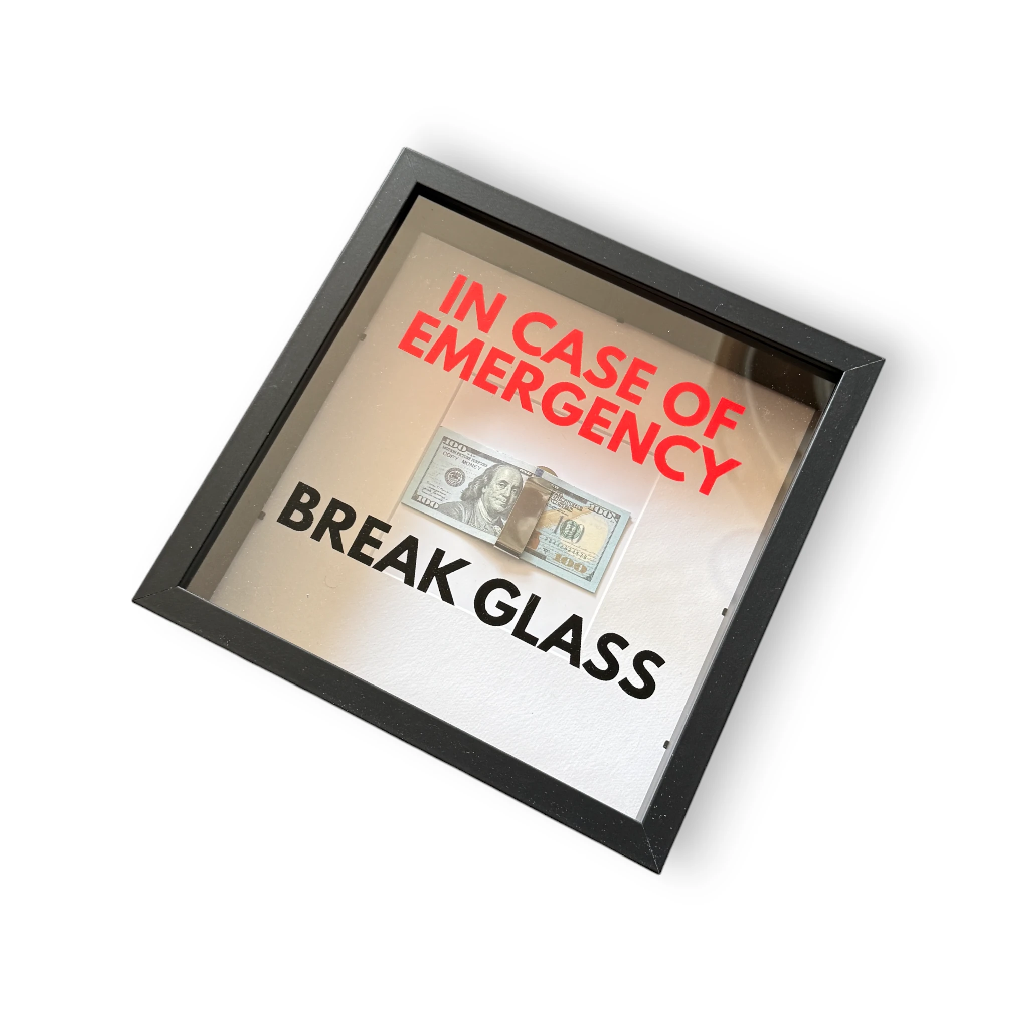 In Case of Emergency Break Glass – Wandbild mit DOLLAR-Scheinen V3 in schwarz - from DieBallerei
