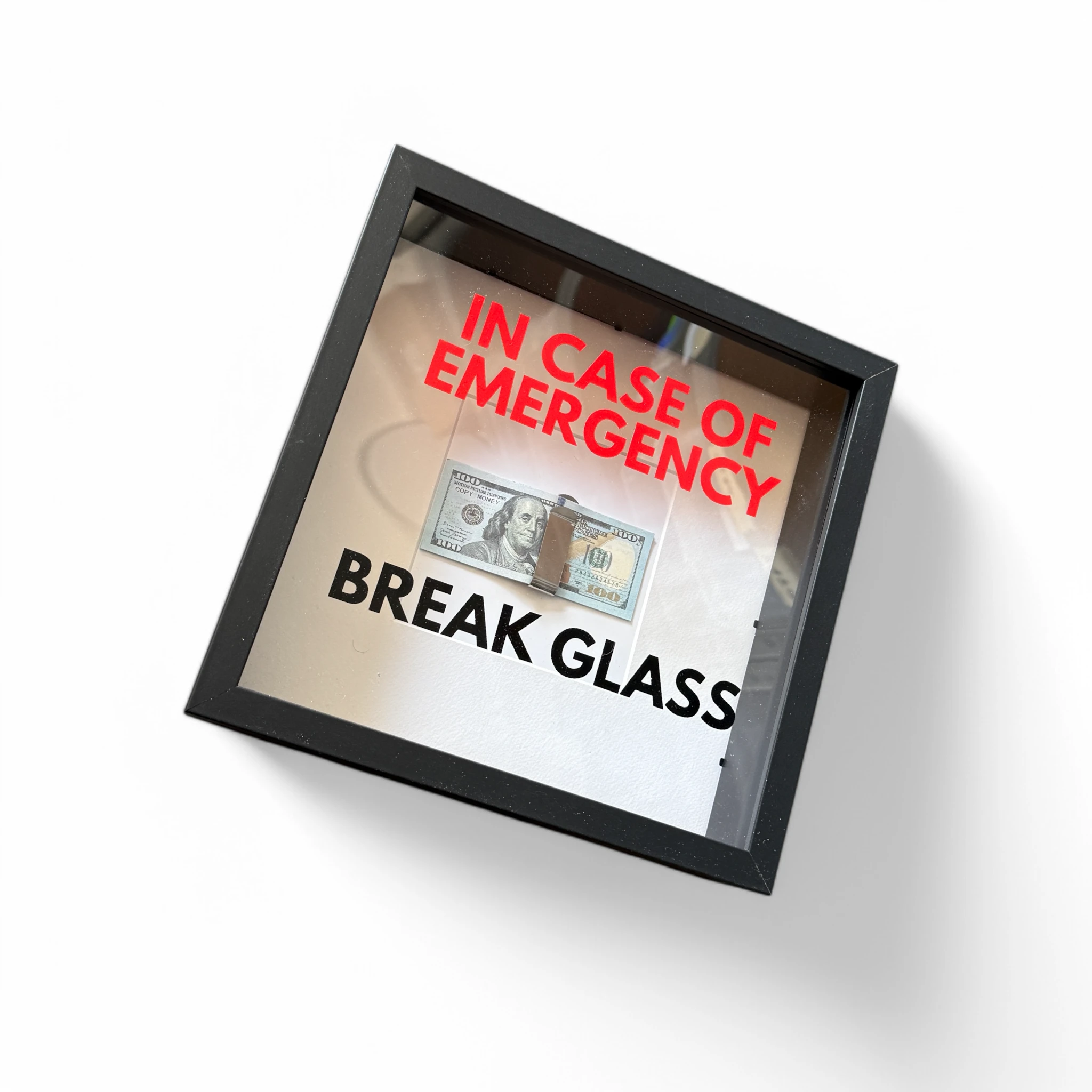 In Case of Emergency Break Glass – Wandbild mit DOLLAR-Scheinen V3 in schwarz - from DieBallerei