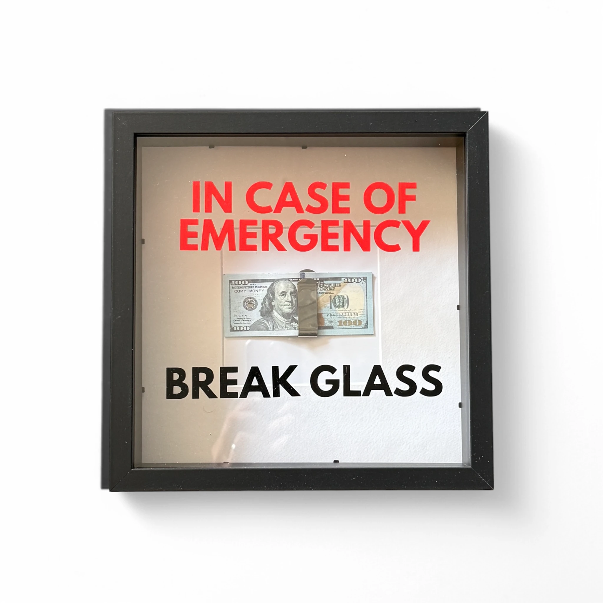 In Case of Emergency Break Glass – Wandbild mit DOLLAR-Scheinen V3 in schwarz - from DieBallerei