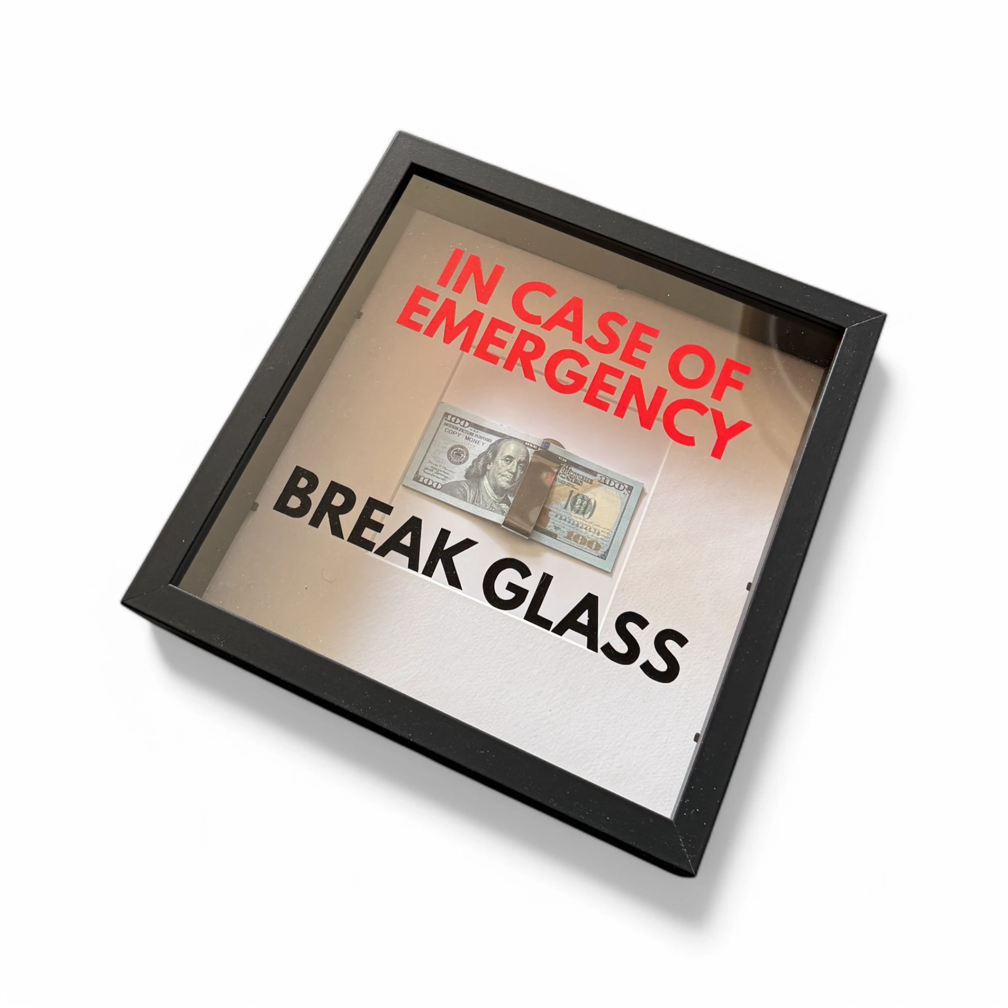 In Case of Emergency Break Glass – Wandbild mit DOLLAR-Scheinen V3 in schwarz - from DieBallerei