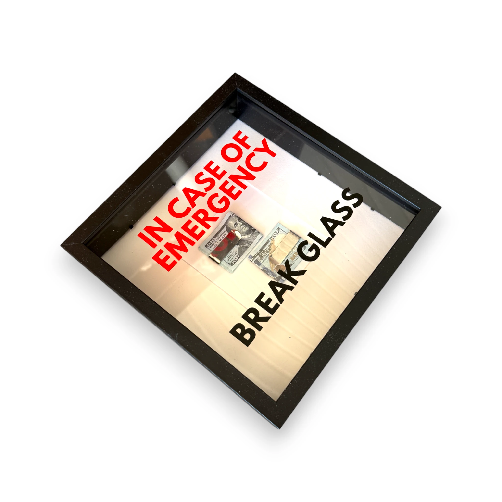 In Case of Emergency Break Glass – Wandbild mit DOLLAR-Scheinen in schwarz - from DieBallerei