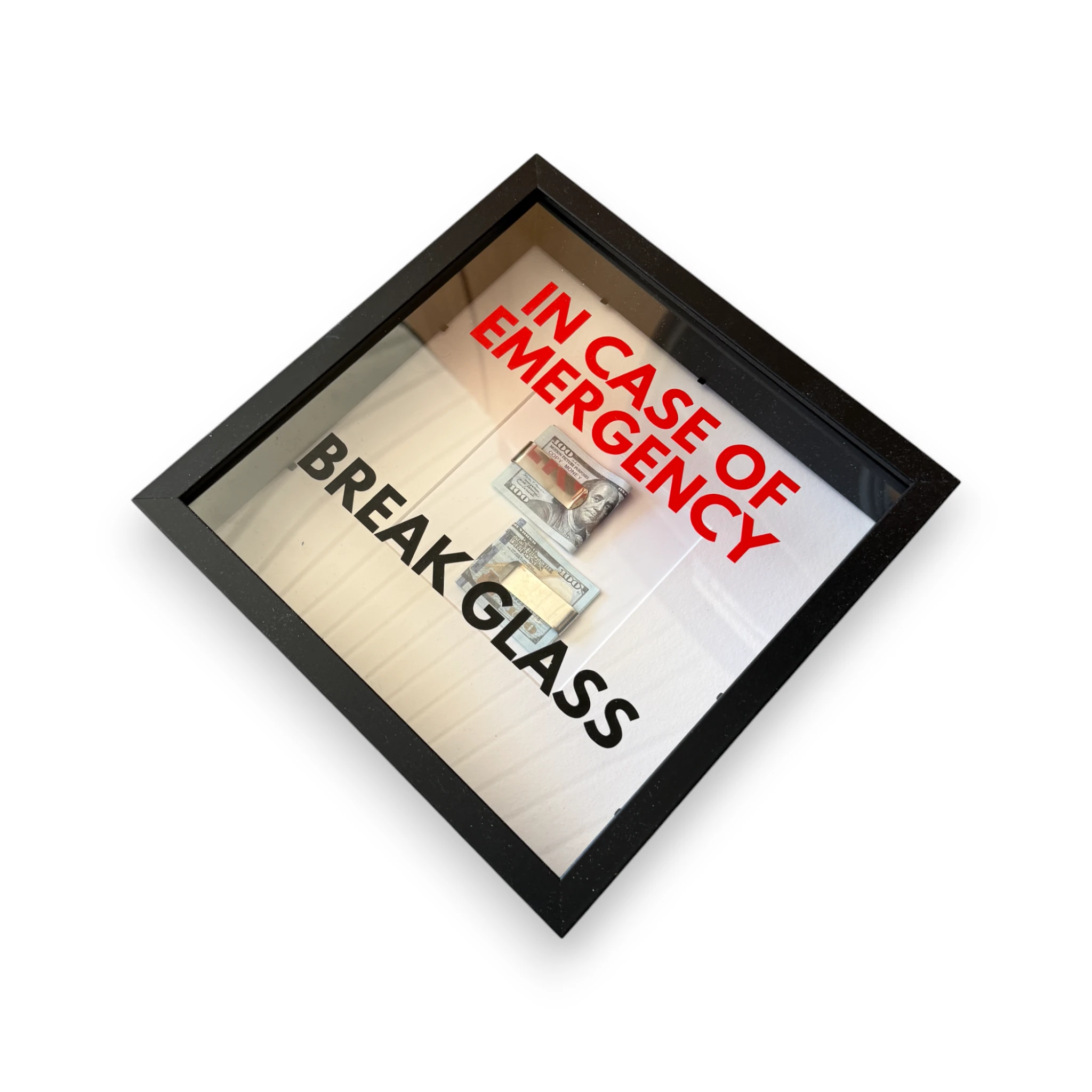 In Case of Emergency Break Glass – Wandbild mit DOLLAR-Scheinen in schwarz - from DieBallerei