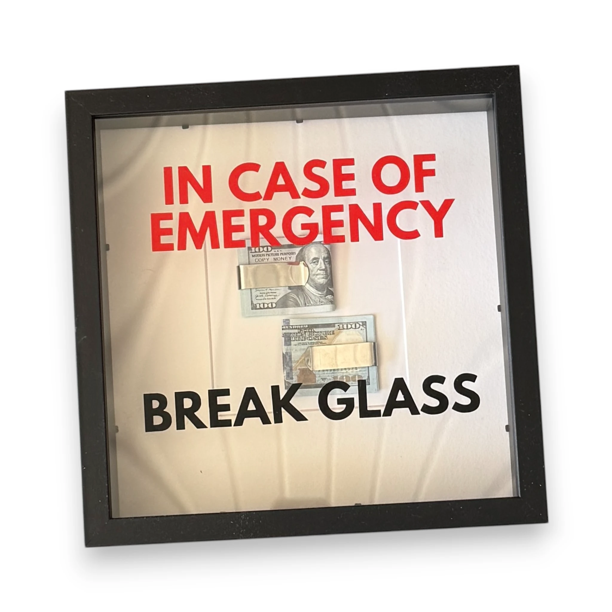 In Case of Emergency Break Glass – Wandbild mit DOLLAR-Scheinen in schwarz - from DieBallerei