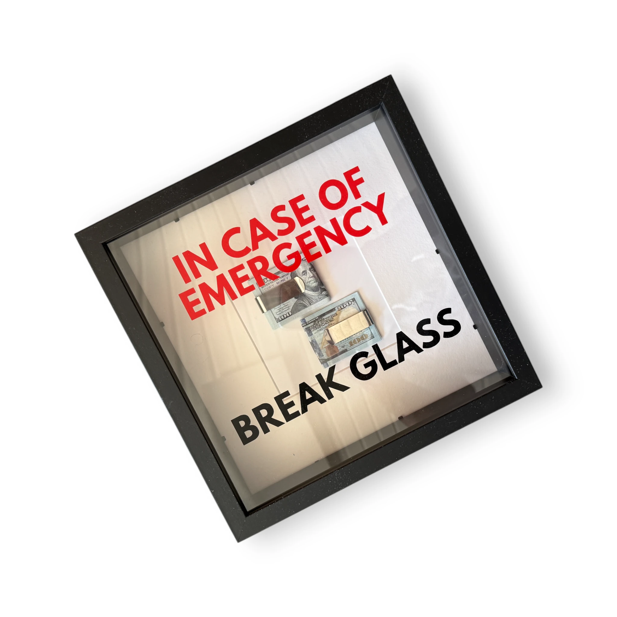 In Case of Emergency Break Glass – Wandbild mit DOLLAR-Scheinen in schwarz - from DieBallerei