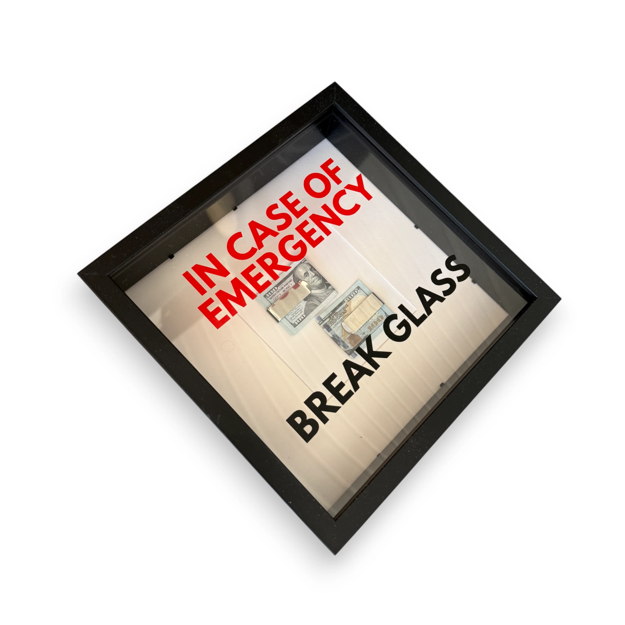 In Case of Emergency Break Glass – Wandbild mit DOLLAR-Scheinen in schwarz - from DieBallerei