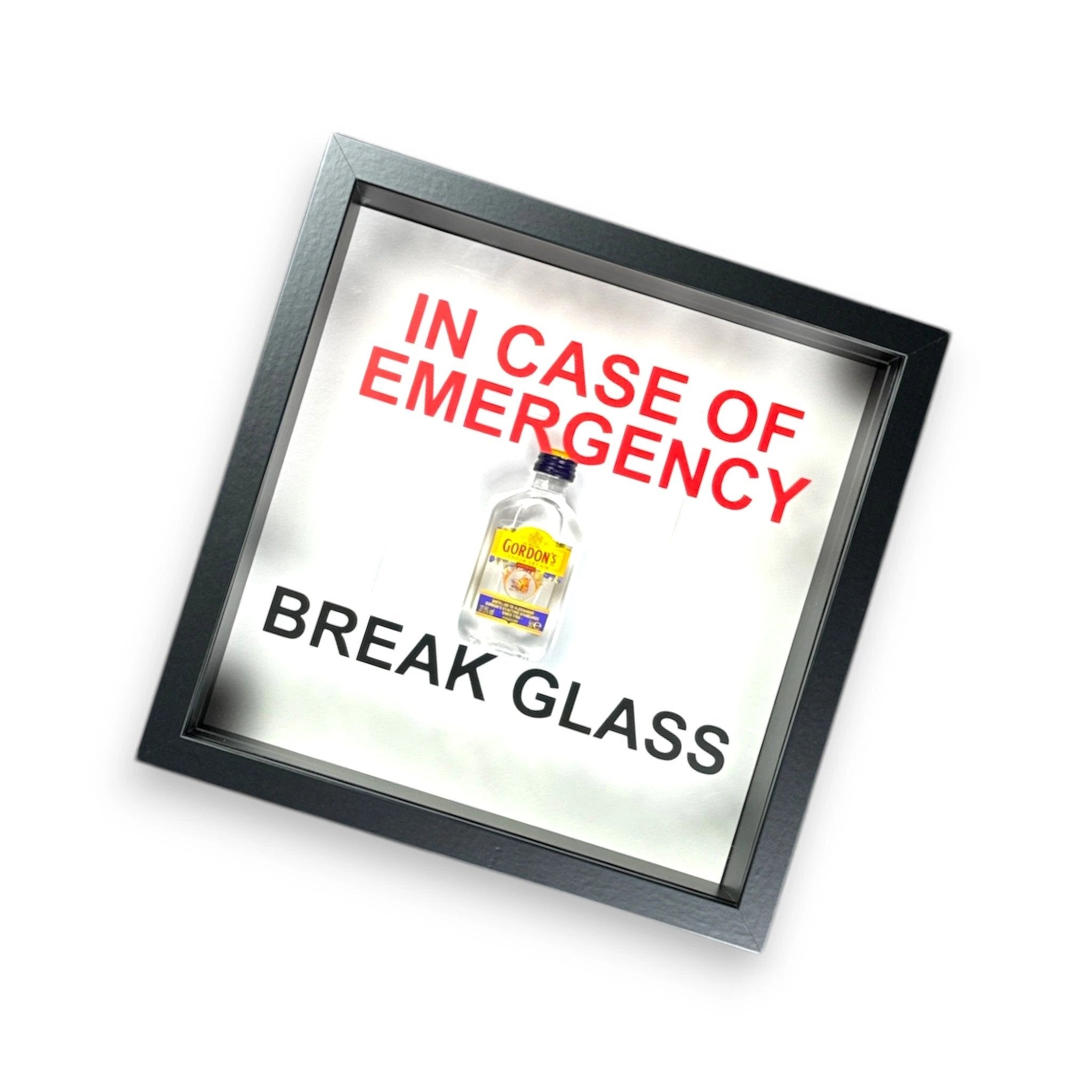 In Case of Emergency Break Glass – Wandbild mit Gordon's Gin im weißen Rahmen - from DieBallerei