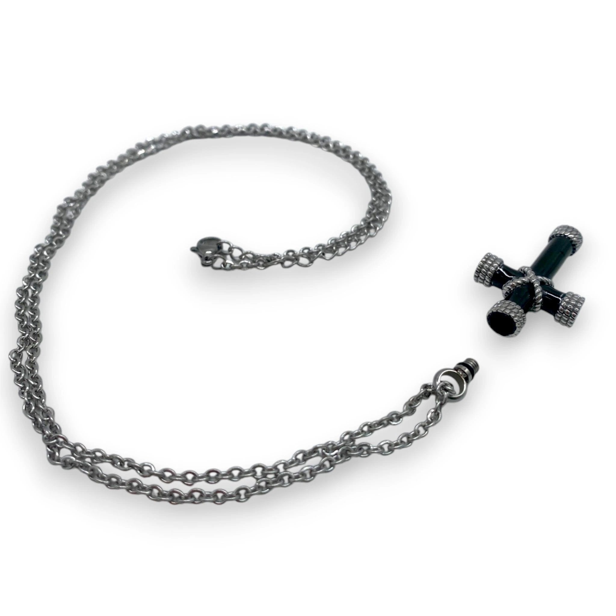 Kreuzkette mit kleiner Öffnung zum Befüllen Schwarz - Anhänger from DieBallerei