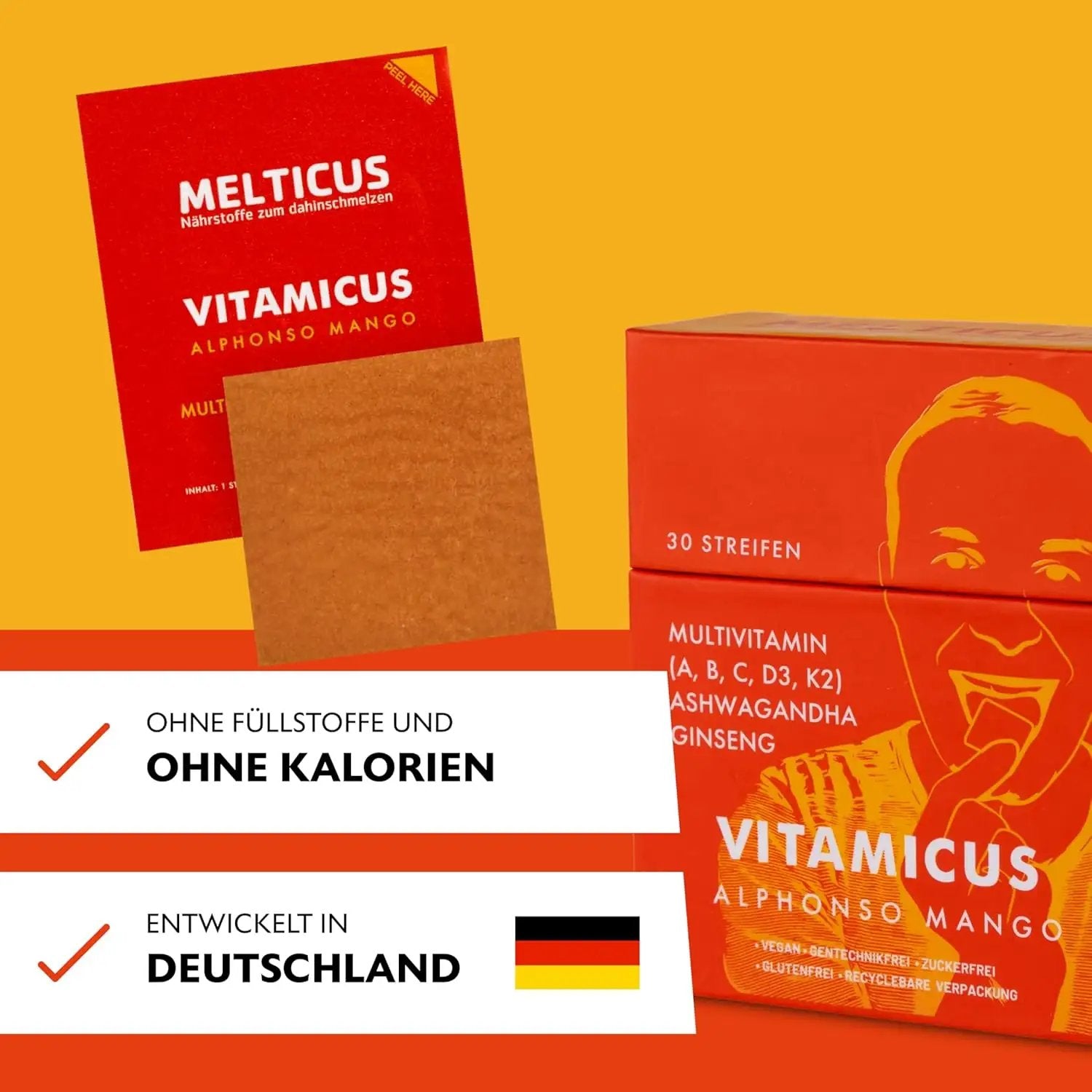 Vitamicus®: Das Revolutionäre Multivitaminpräparat - 30 Streifen - Mango - from DieBallerei