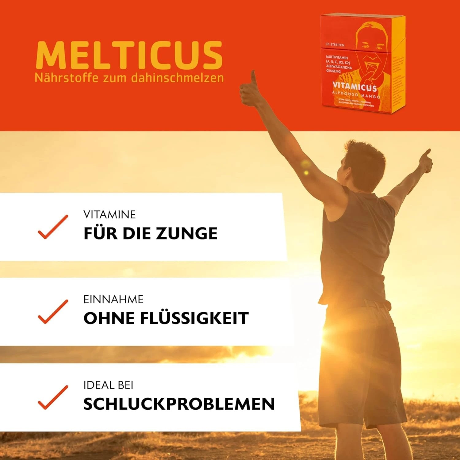 Vitamicus®: Das Revolutionäre Multivitaminpräparat - 30 Streifen - Mango - from DieBallerei