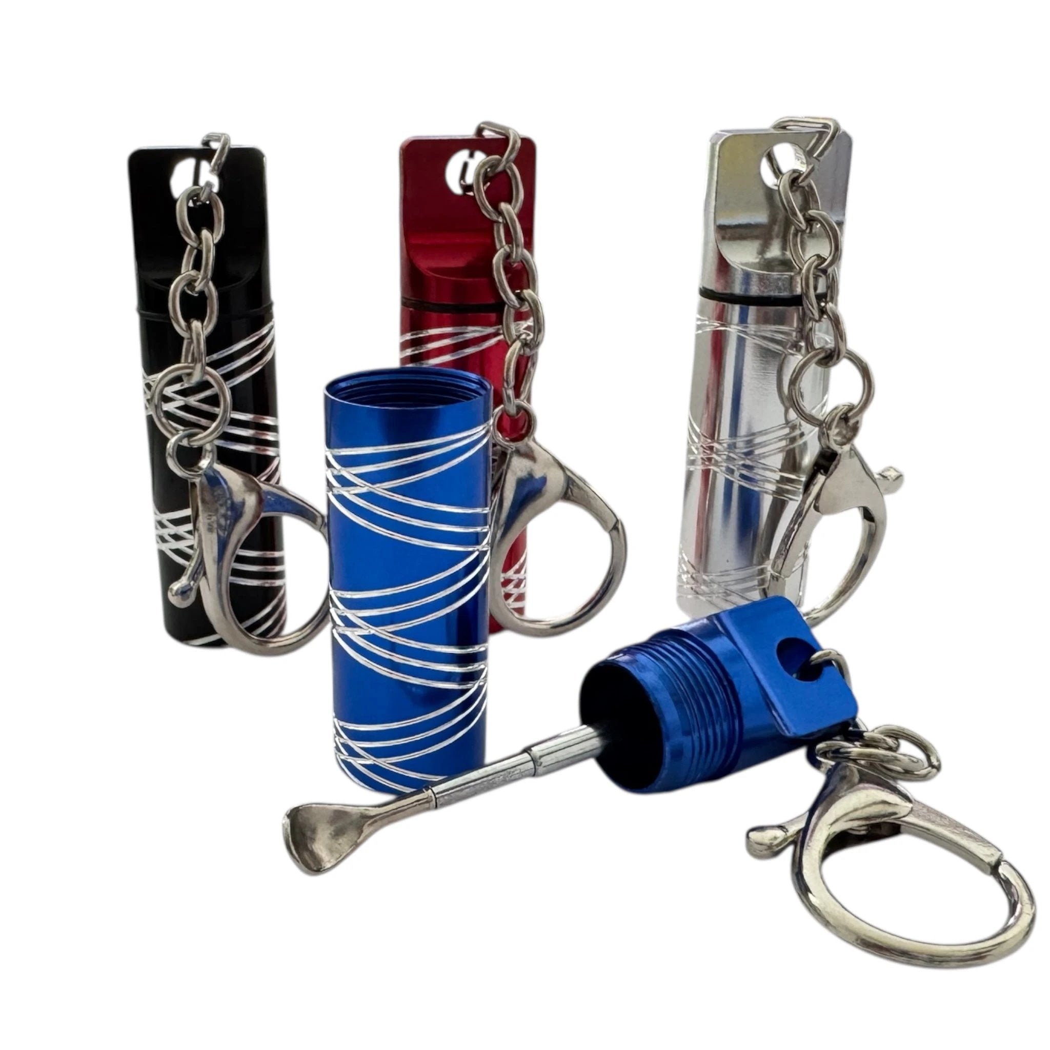 Mini-Alu-Schlüsselanhänger Spender mit Teleskop-Löffel – in 4 Farben erhältlich - from DieBallerei