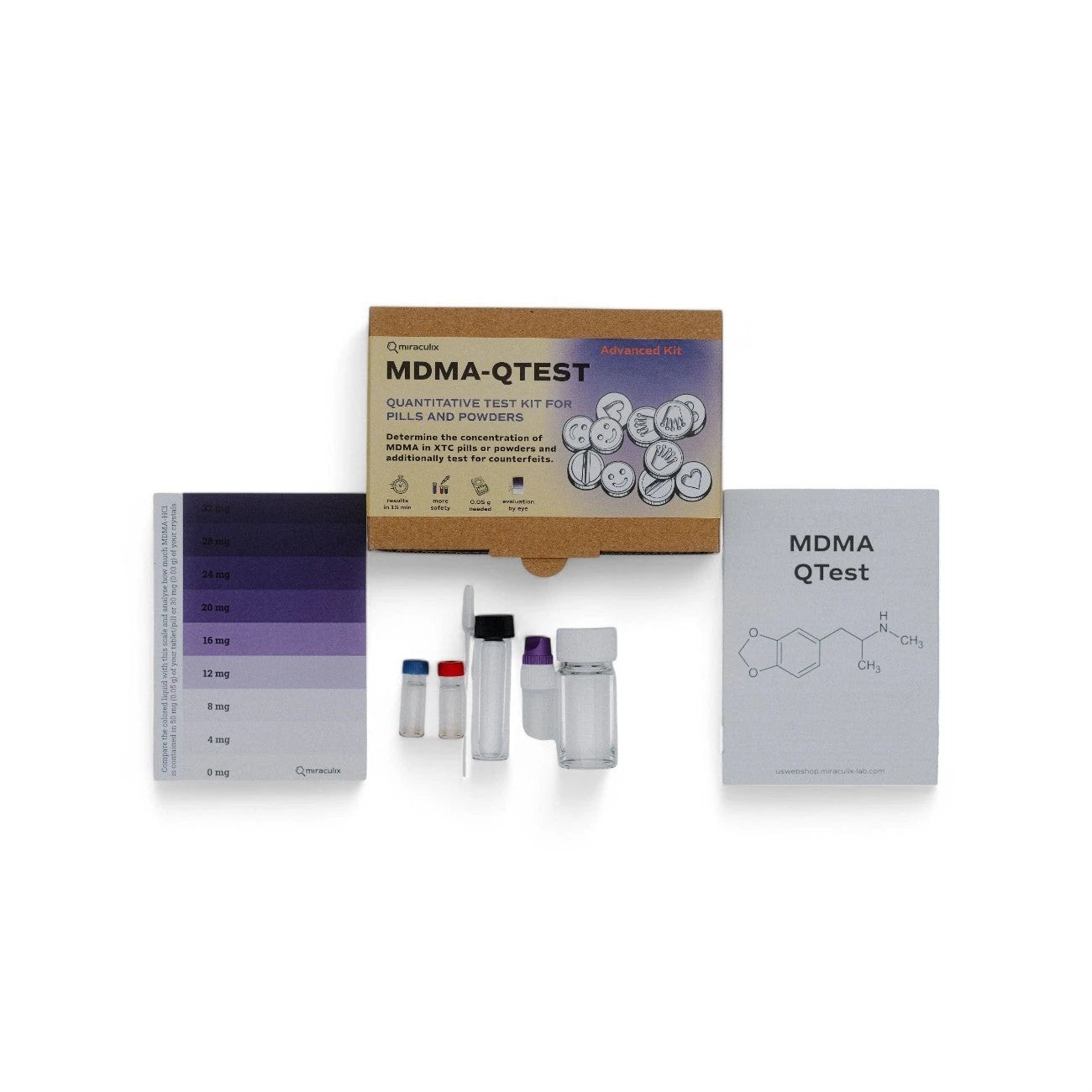Miraculix Mobiler Schnelltest zur Bestimmung des MDMA-Gehalts & Streckstoffdetektierung (MDMA advanced QTest) - from DieBallerei
