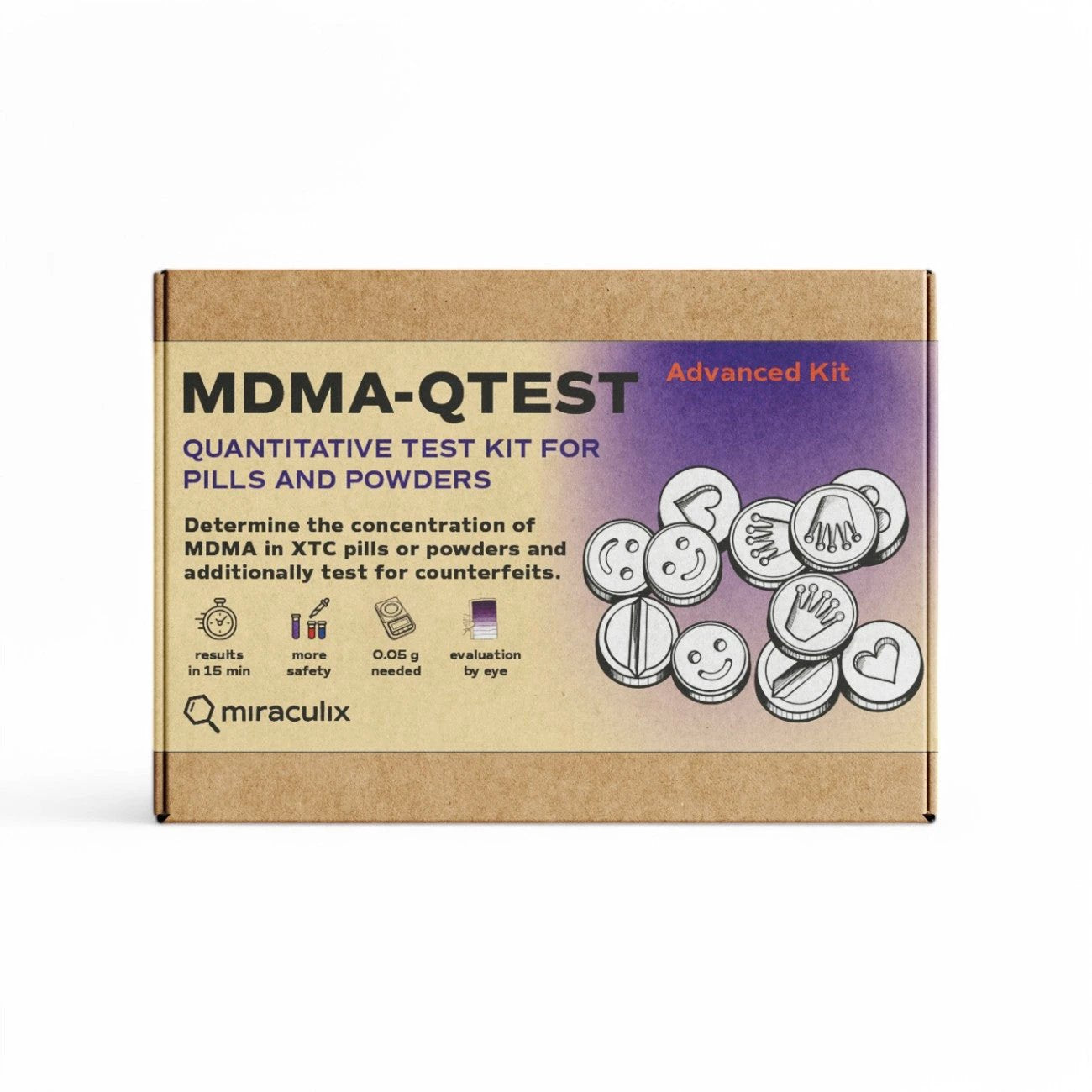 Miraculix Mobiler Schnelltest zur Bestimmung des MDMA-Gehalts & Streckstoffdetektierung (MDMA advanced QTest) - from DieBallerei