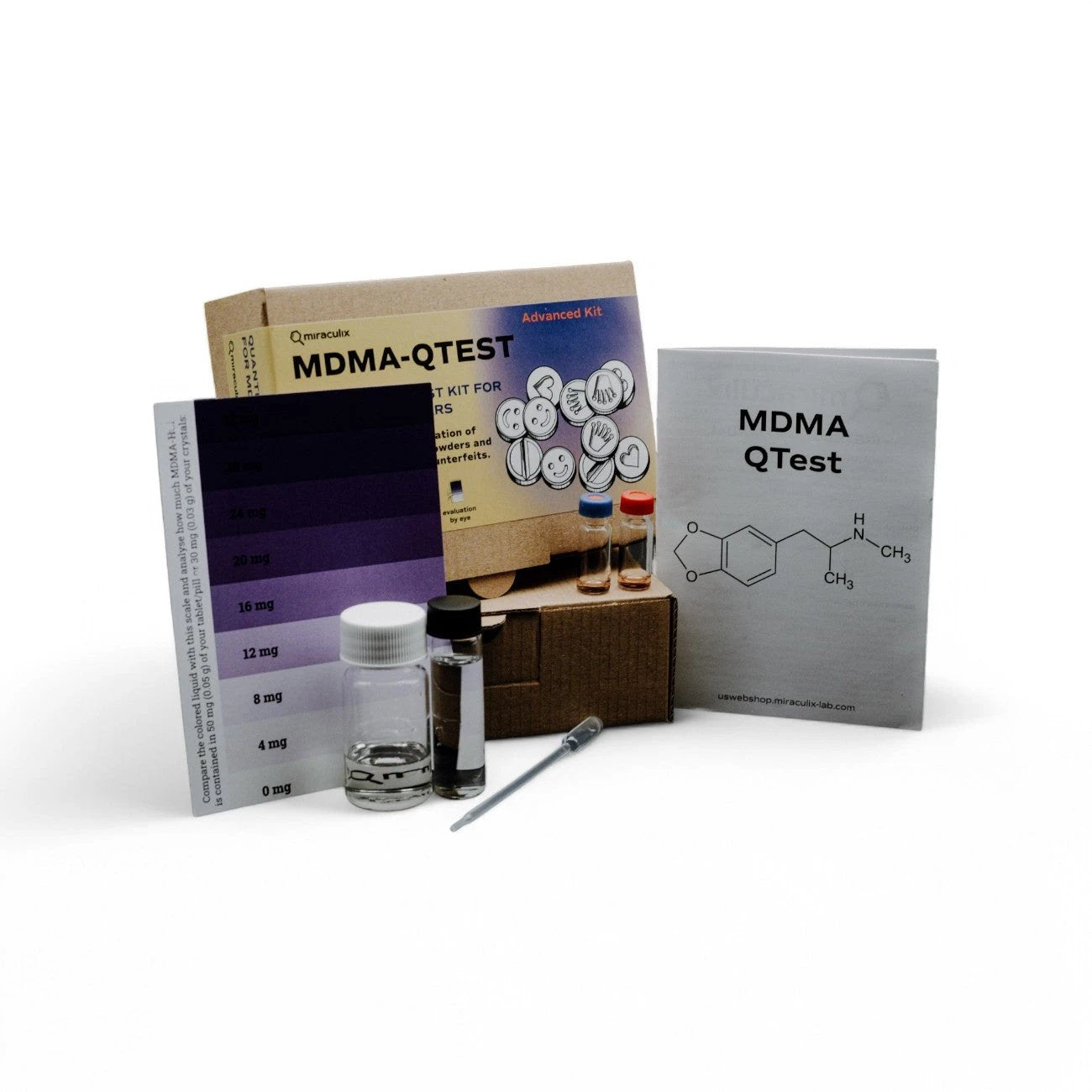 Miraculix Mobiler Schnelltest zur Bestimmung des MDMA-Gehalts & Streckstoffdetektierung (MDMA advanced QTest) - from DieBallerei