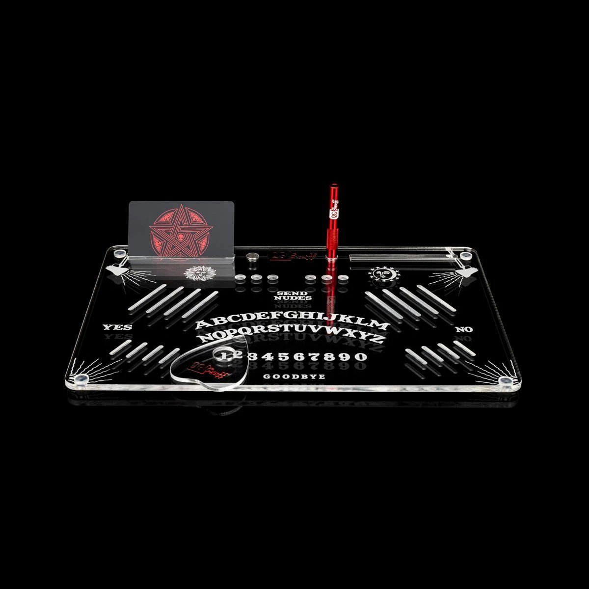 OG SNUFF Snuff Board „Ouija Edition“ – Graviertes Geisterbrett inkl. Planchette-Löffel - from DieBallerei